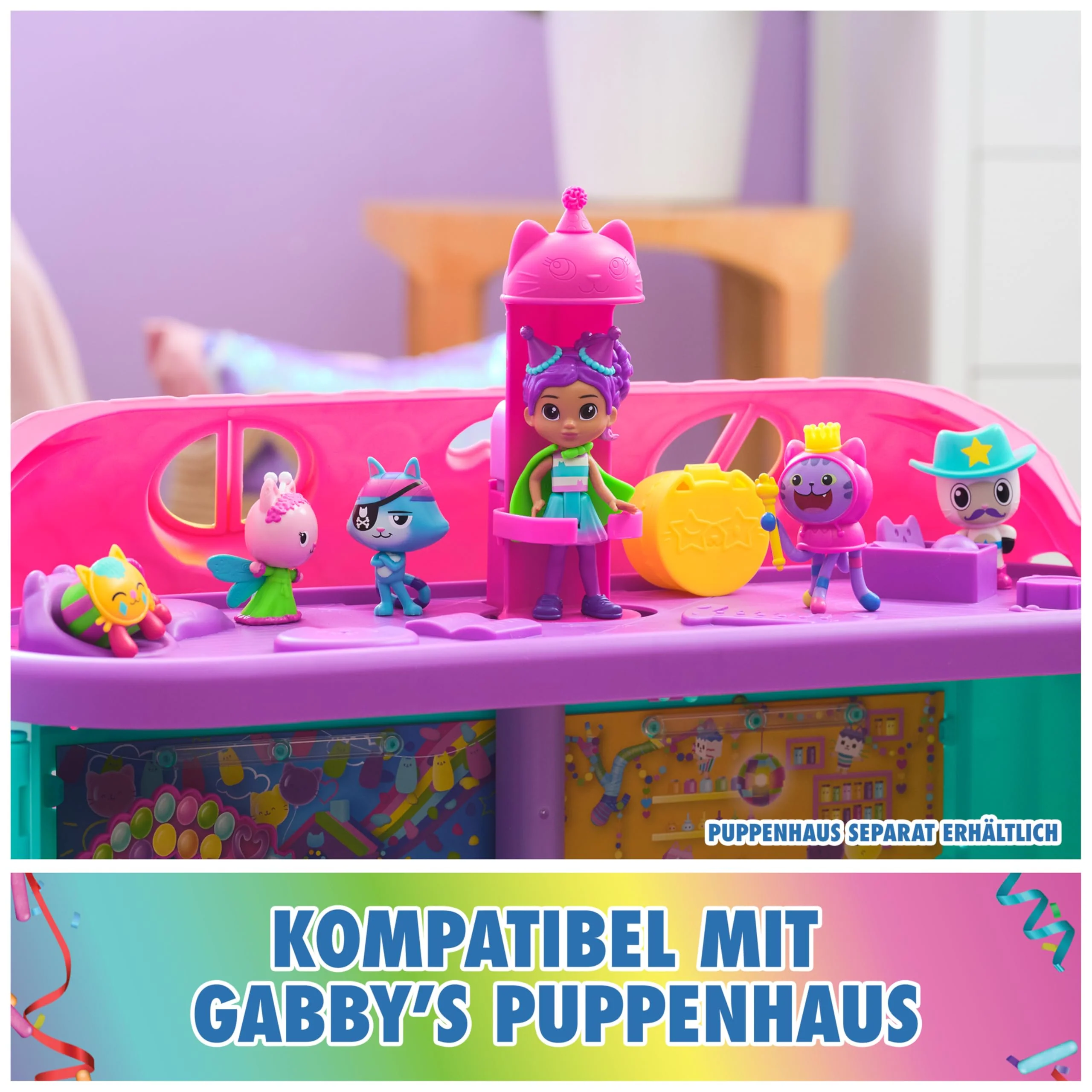 DREAMWORKS GABBY'S DOLLHOUSE - Party-Figuren Geschenkset, Party Gabby mit 6 Katzen-Figuren im festlichen Outfit, ab 3 Jahren - Image 9