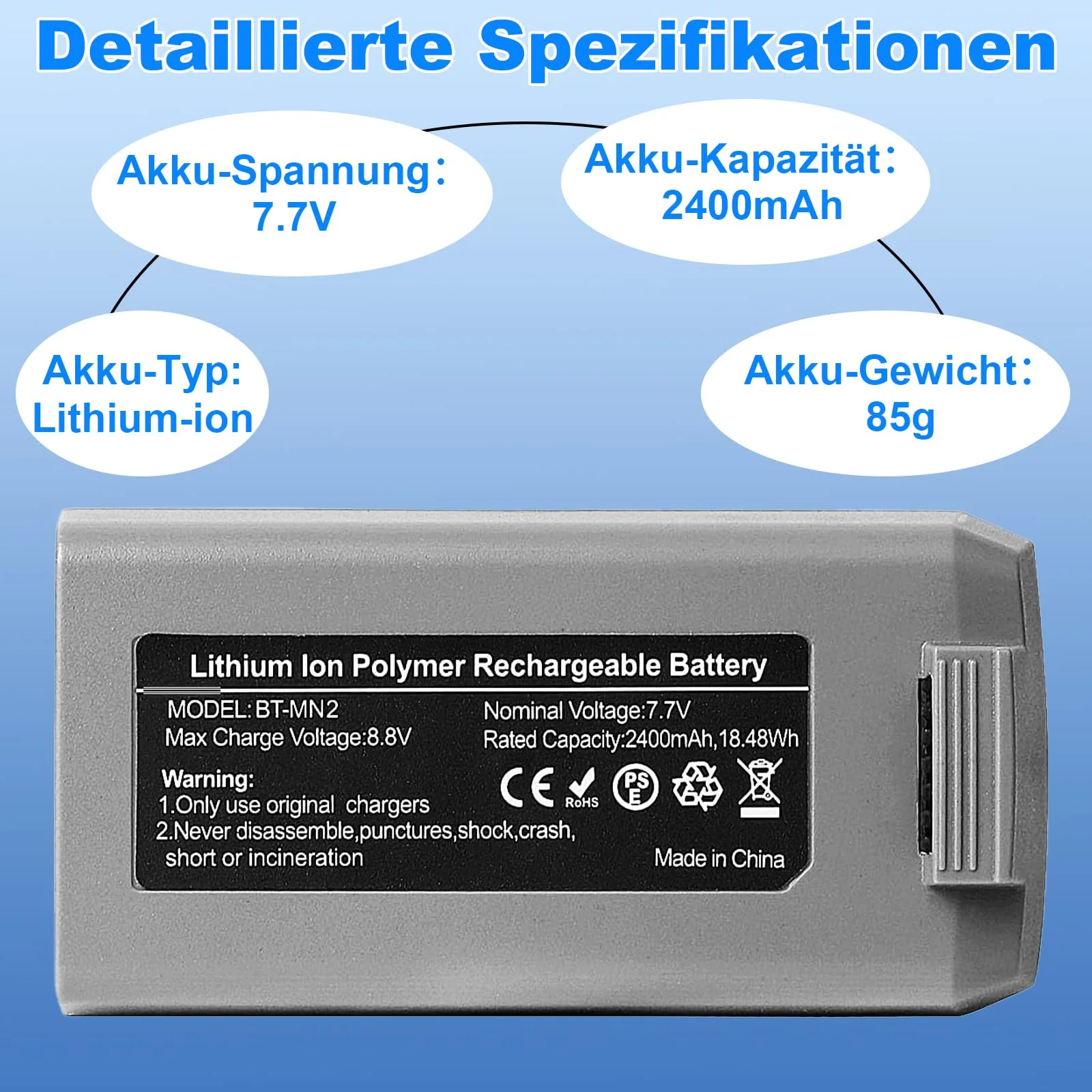 Dregin Mini 2 Akku, 2400mAh 7.7V Intelligent Flight Akku für DJI Mini 2 / SE / 2 SE / 4K Drohne - Image 4