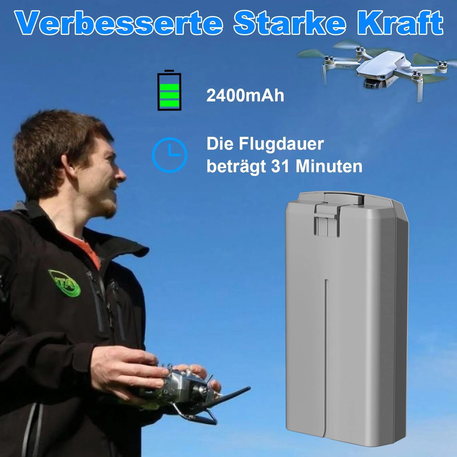 Dregin Mini 2 Akku, 2400mAh 7.7V Intelligent Flight Akku für DJI Mini 2 / SE / 2 SE / 4K Drohne - Image 5