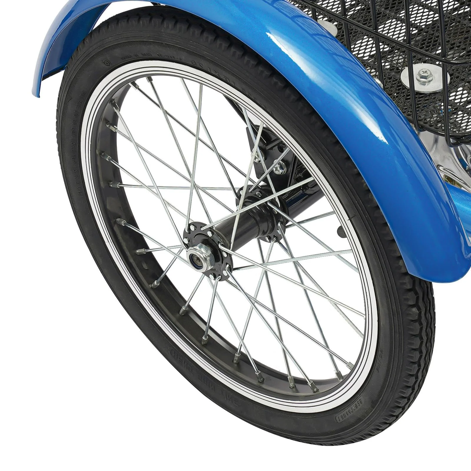Dreirad für Erwachsene, 16 Zoll 3 Räder Fahrrad, Kohlenstoffstahl Erwachsenendreirad, Cruise Bikes mit Rücklicht & Klingel, Trike Bike für Männer und Frauen von 140-170cm, Max.150kg (Blau) - Image 4
