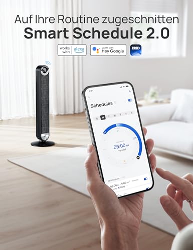 DREO 25 dB Leiser Smart Turmventilator, 106cm Höhe 4 Modi 9-Geschwindigkeit Max 7,9m/s 12H Timer 90° Oszillierender Ventilator mit Fernbedienung Sprachsteuerung Kühlung, Cruiser Pro T2S, Schwarz - Image 7
