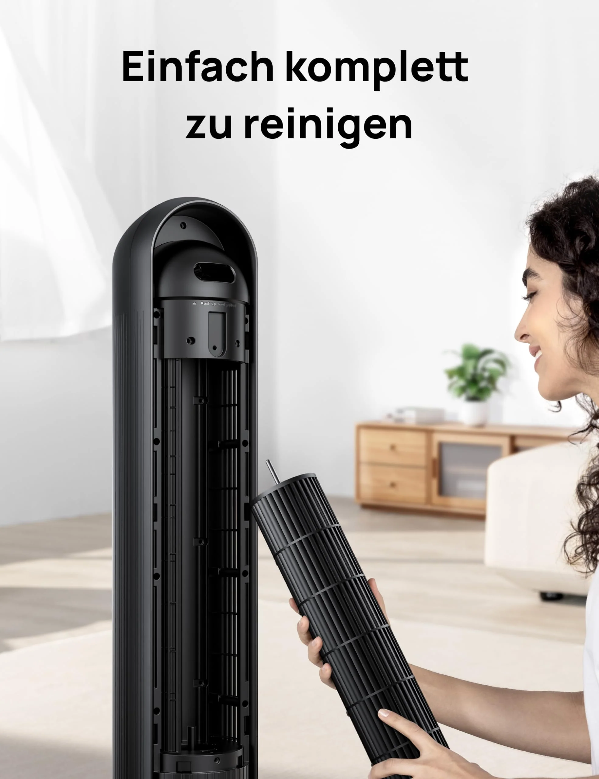 Dreo 28dB Leiser Turmventilator, 7,3m/s Geschwindigkeit 4 Geschwindigstufen 4 Modi 8 Std. Timer 90° oszillierende Ventilatoren mit Kühlung Fernbedienung für Schlafzimmer, Nomad One, Schwarz - Image 4
