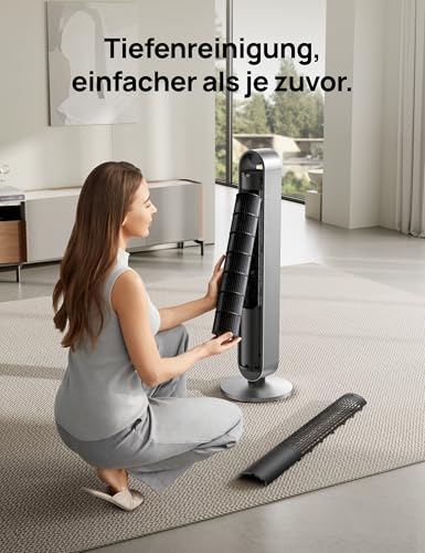 DREO Smart Turmventilator Sehr Leise, 120° Oszillierender Ventilator mit Kühlung, 25dB Standventilator mit Fernbedienung für Schlafzimmer, 12 Geschwindigkeiten, 4 Modi, 12-Stund-Timer, Pilot Max S - Image 6