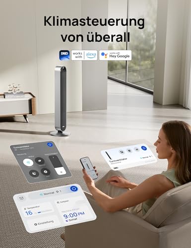 DREO Smart Turmventilator Sehr Leise, 120° Oszillierender Ventilator mit Kühlung, 25dB Standventilator mit Fernbedienung für Schlafzimmer, 12 Geschwindigkeiten, 4 Modi, 12-Stund-Timer, Pilot Max S - Image 7