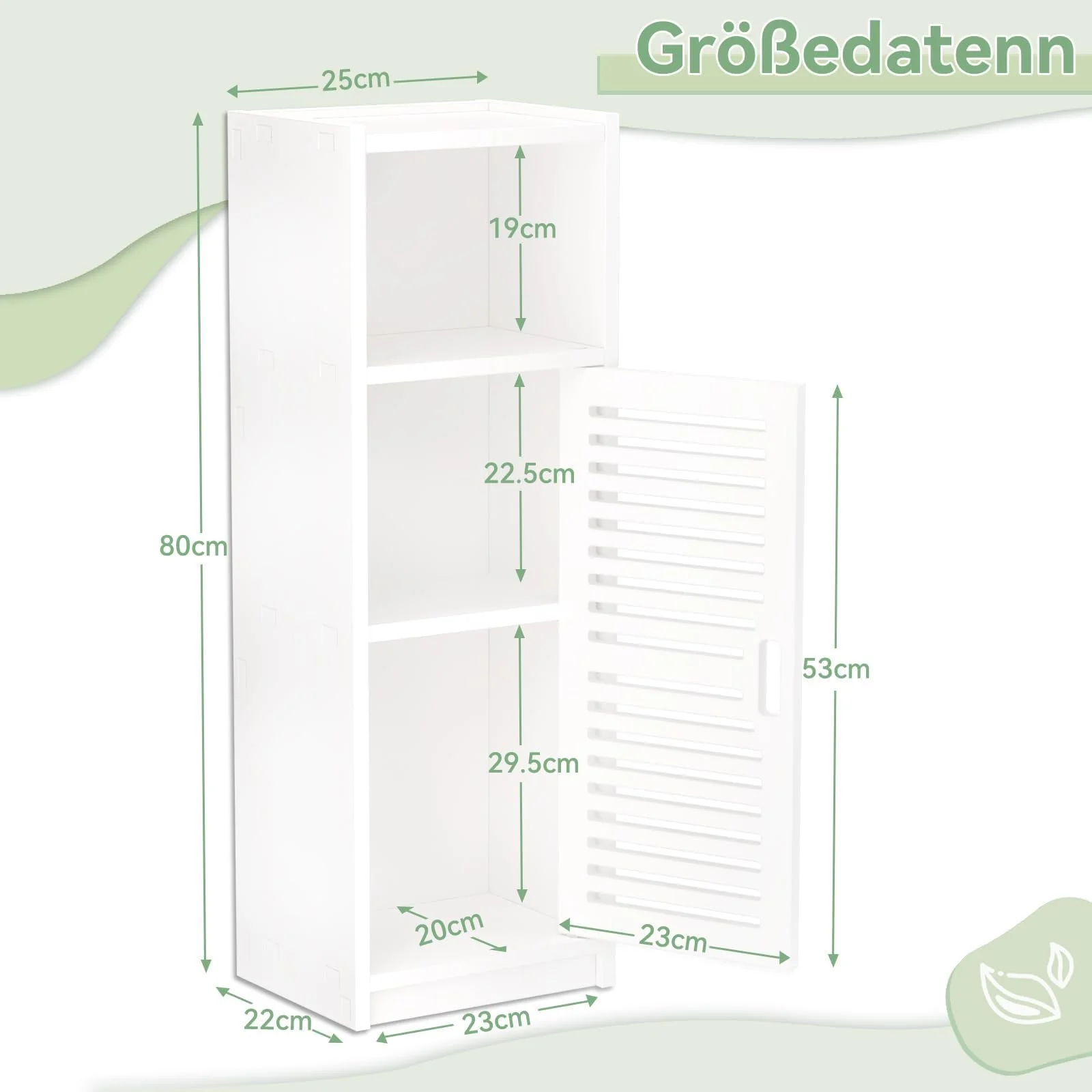 Dripex Badezimmerschrank, Toilettenschrank, Badschrank schmal, Beistellschrank, Aufbewahrungsschrank 80x25x22cm, in weiß - Image 9