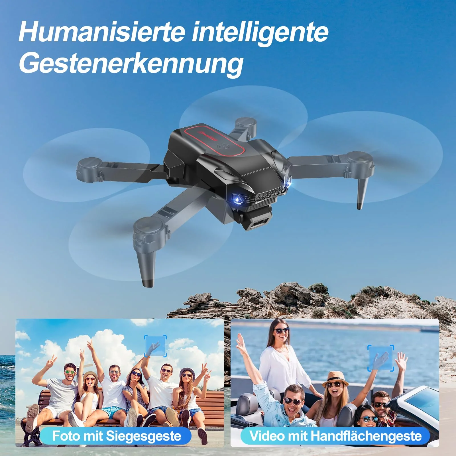 Drohne mit Kamera 1080P,mini Drohne mit Kamera für Kinder Erwachsene,Flip mode, 2 Akku Lange Flugzeit,Headless ModusAbflug/Landung mit einer Taste, RC Quadcopter für Anfänger,Rot - Image 4