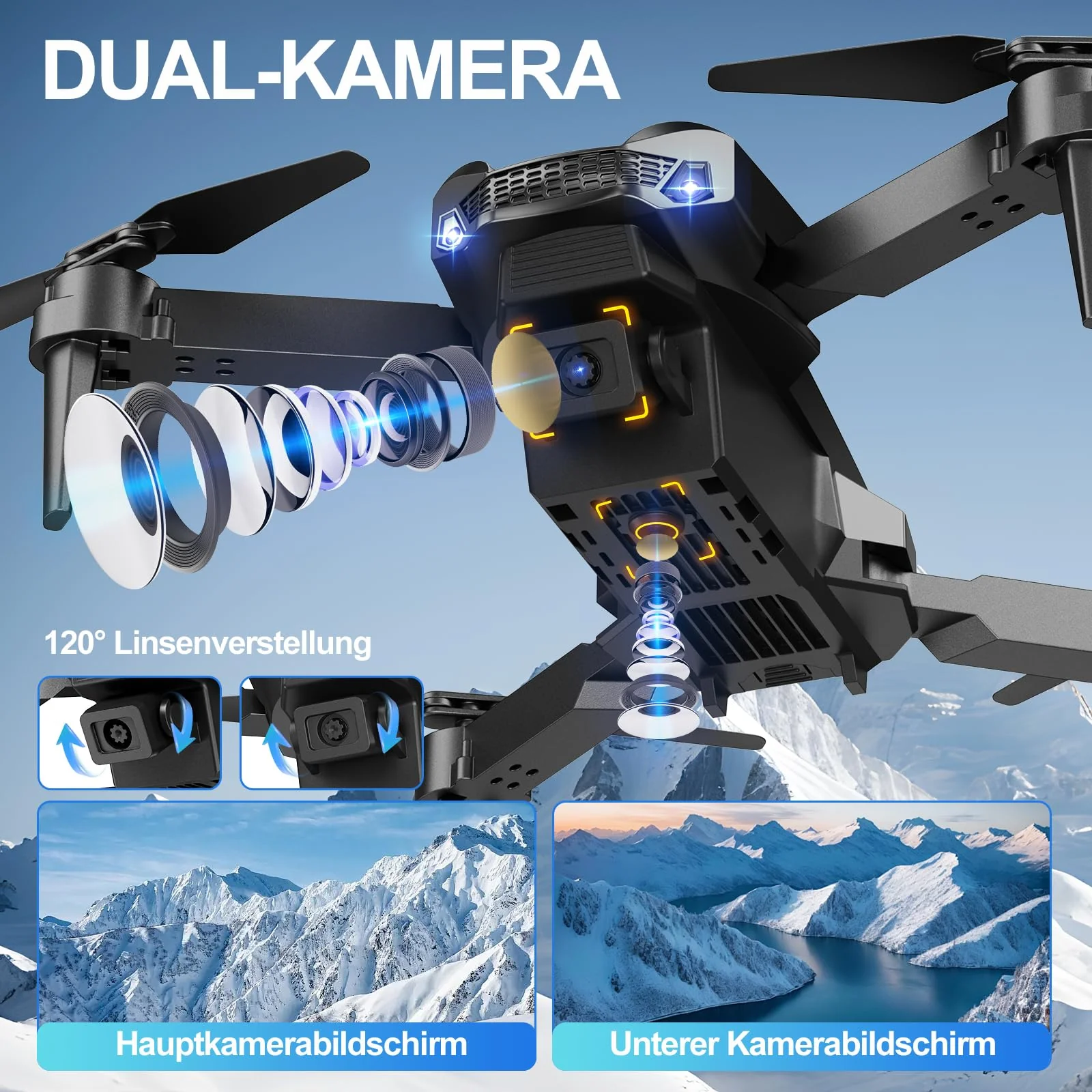 Drohne mit Kamera 1080P,mini Drohne mit Kamera für Kinder Erwachsene,Flip mode, 2 Akku Lange Flugzeit,Headless ModusAbflug/Landung mit einer Taste, RC Quadcopter für Anfänger,Rot - Image 7