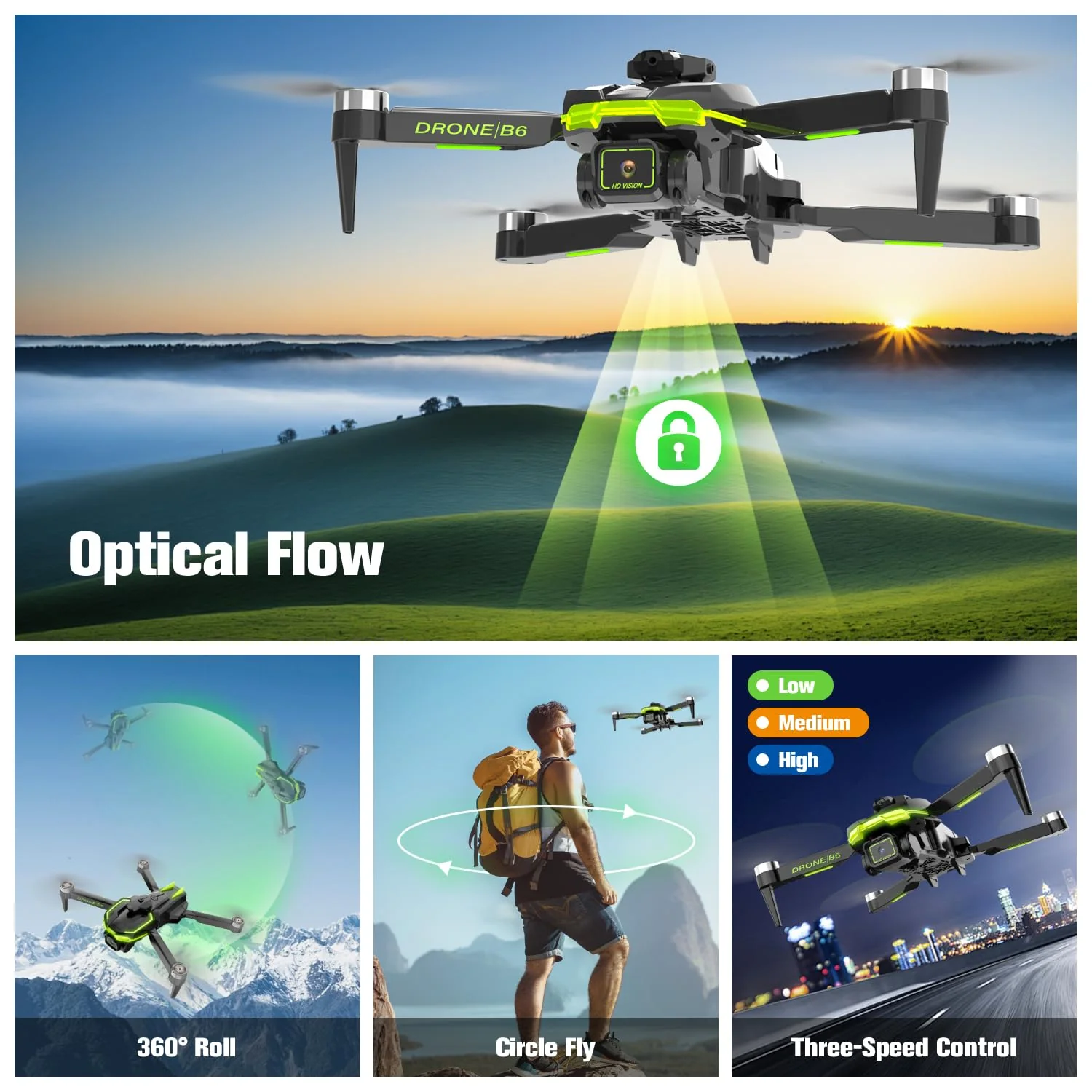 Drohne mit Kamera 4K für Kinder mit Bürstenlose Motor, RC Drone Quadcopter mit WiFi Übertragung, 38 mins Lange Flugzeit, Anfänger Drohne Spielzeug Geschenke für Jungen Mädchen (Green) - Image 3