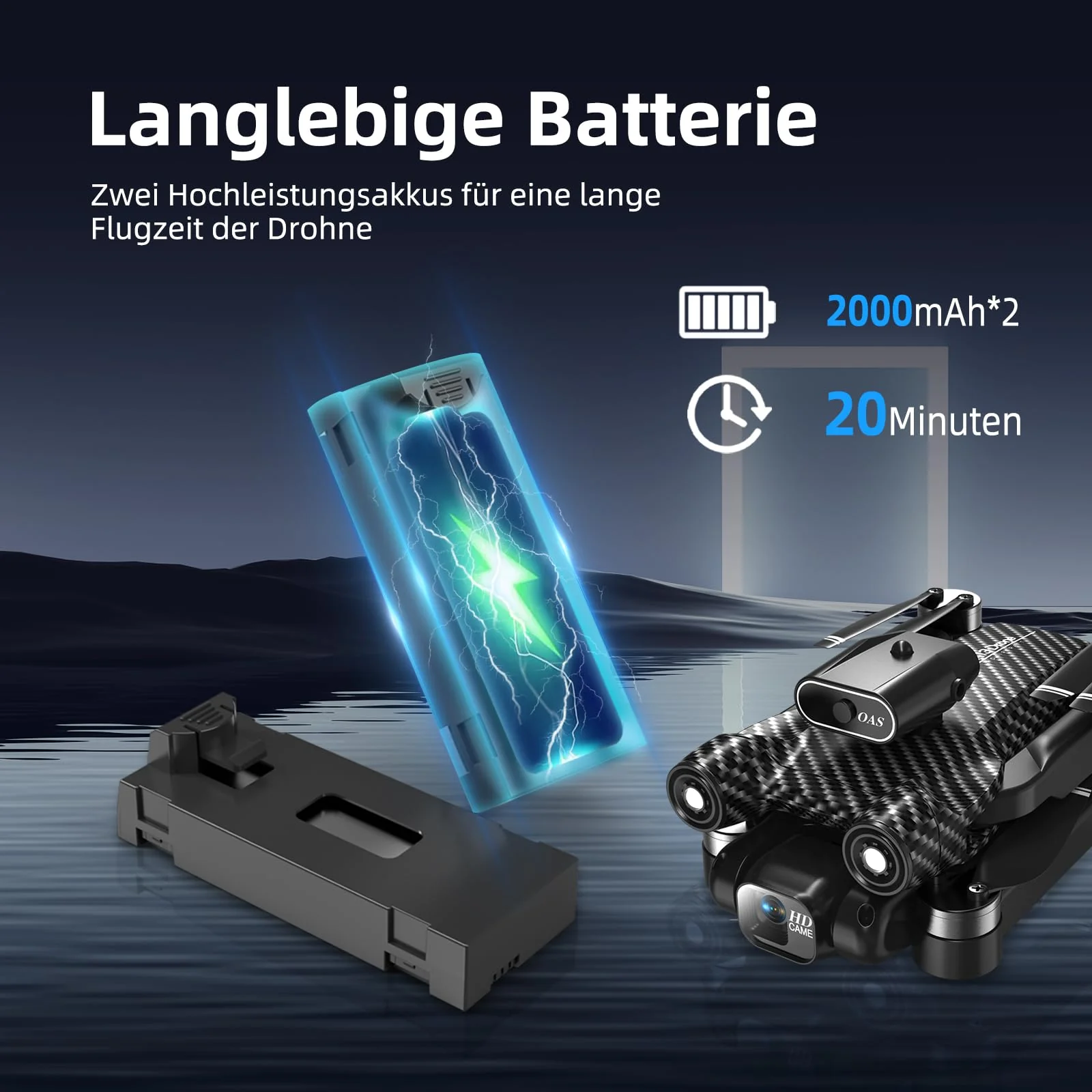 Drohne mit Kamera 4K, Mini Ferngesteuertes Flugzeug, Bürstenloser Motor 360°Flip Headless Modus WiFi 5G Bildübertragung Faltbar One Touch Start/Stop, 2 x 20 Mins Batterien, Kinderspielzeug, Schwarz - Image 4