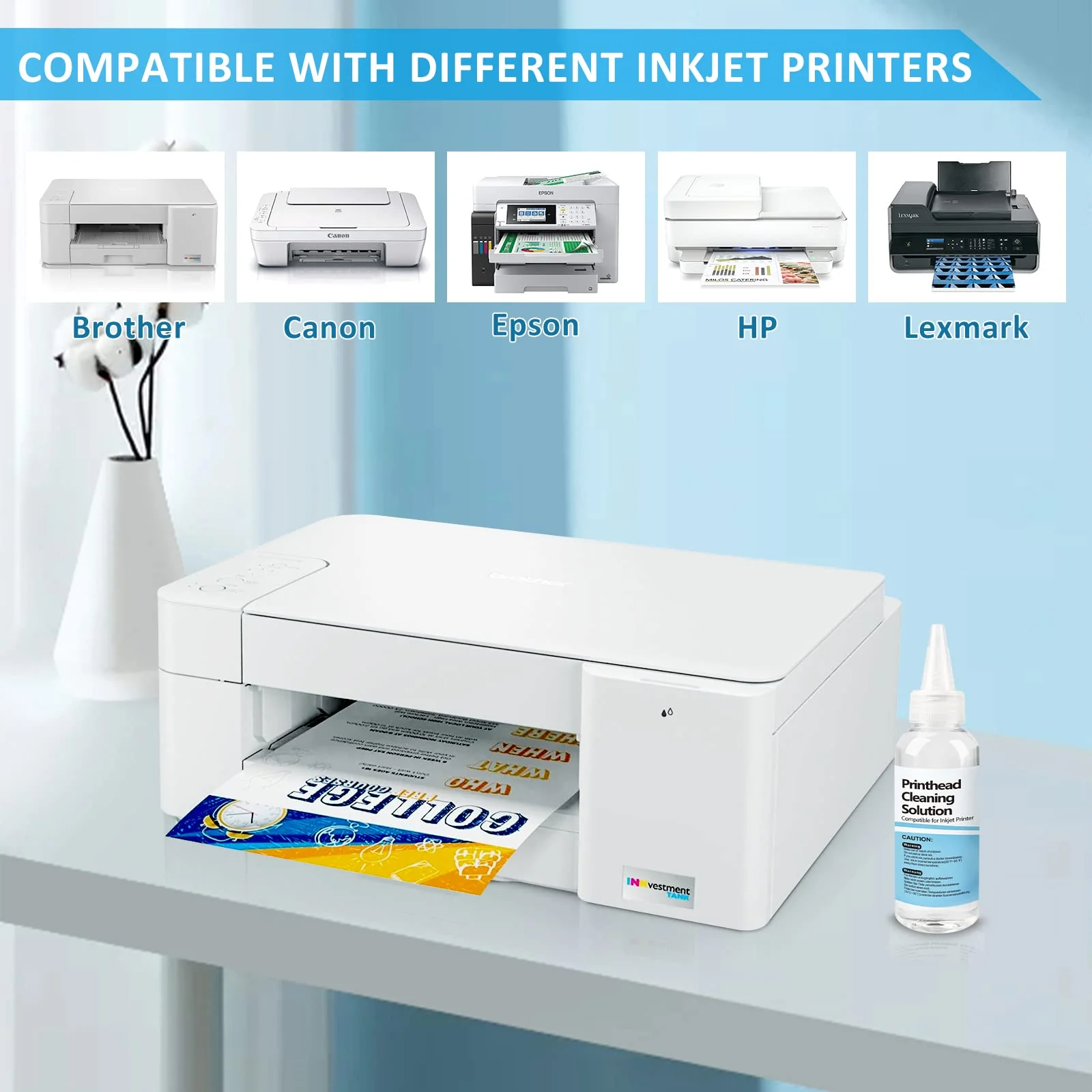 Druckkopfreiniger Druckkopf Reinigungsset zum Reinigen Kopfreinigungsset Lösung Düsenreiniger Flüssigdrucker für Epson Canon Brother HP Samsung Tintenstrahldrucker 100 ml Reinigung Drucker - Image 5
