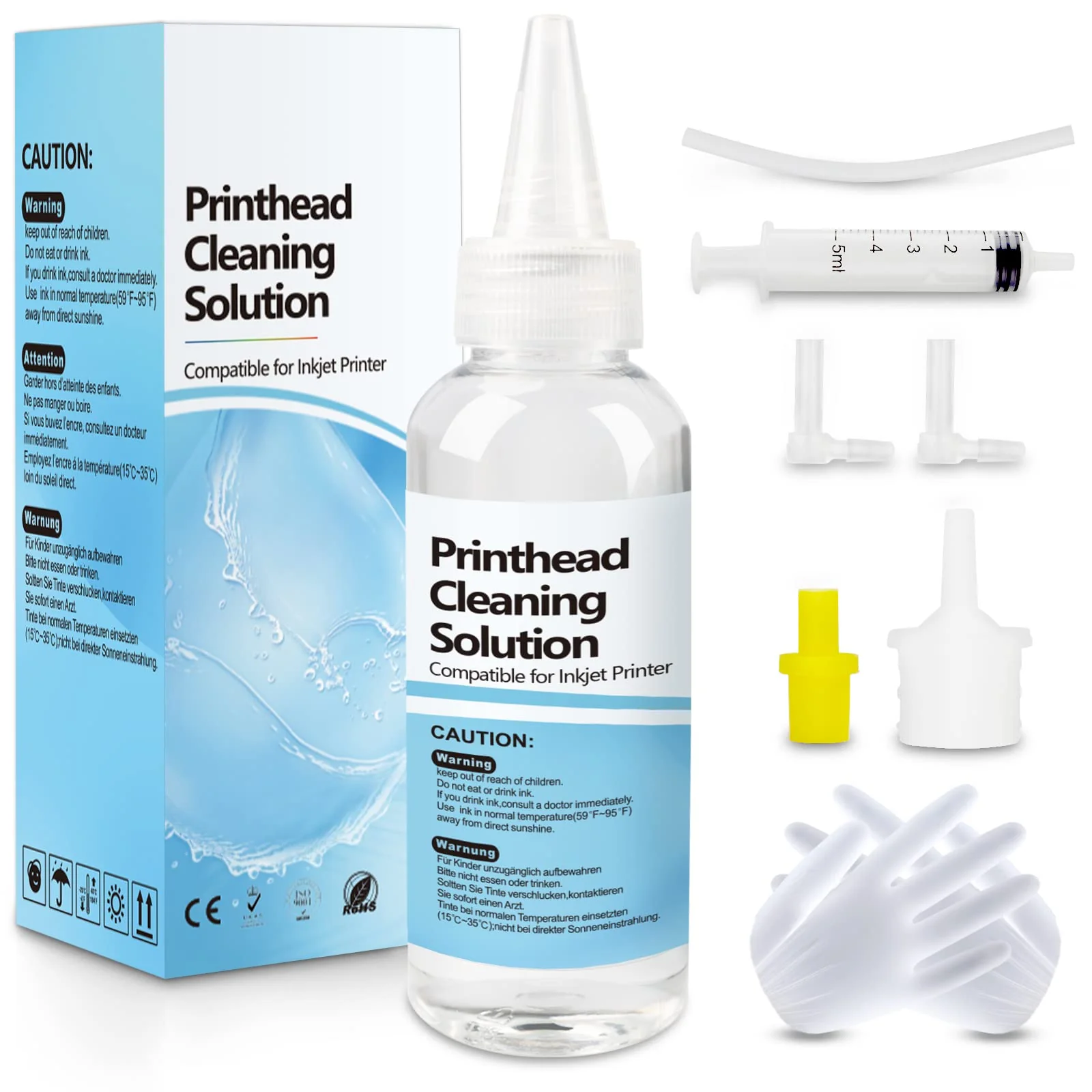 Druckkopfreiniger Druckkopf Reinigungsset zum Reinigen Kopfreinigungsset Lösung Düsenreiniger Flüssigdrucker für Epson Canon Brother HP Samsung Tintenstrahldrucker 100 ml Reinigung Drucker - Image 6
