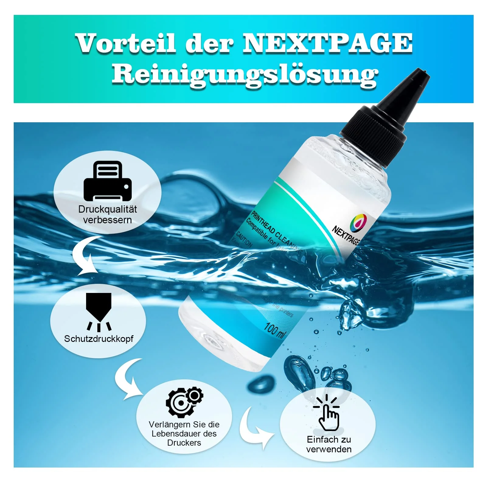 Druckkopfreiniger Düsenreiniger 100 ml Druckkopf Reinigungsflüssigkeit für Druckkopfreiniger Epson HP Canon Brother Tintenstrahldrucker druckkopfreiniger Spritzen 5ml - Image 6