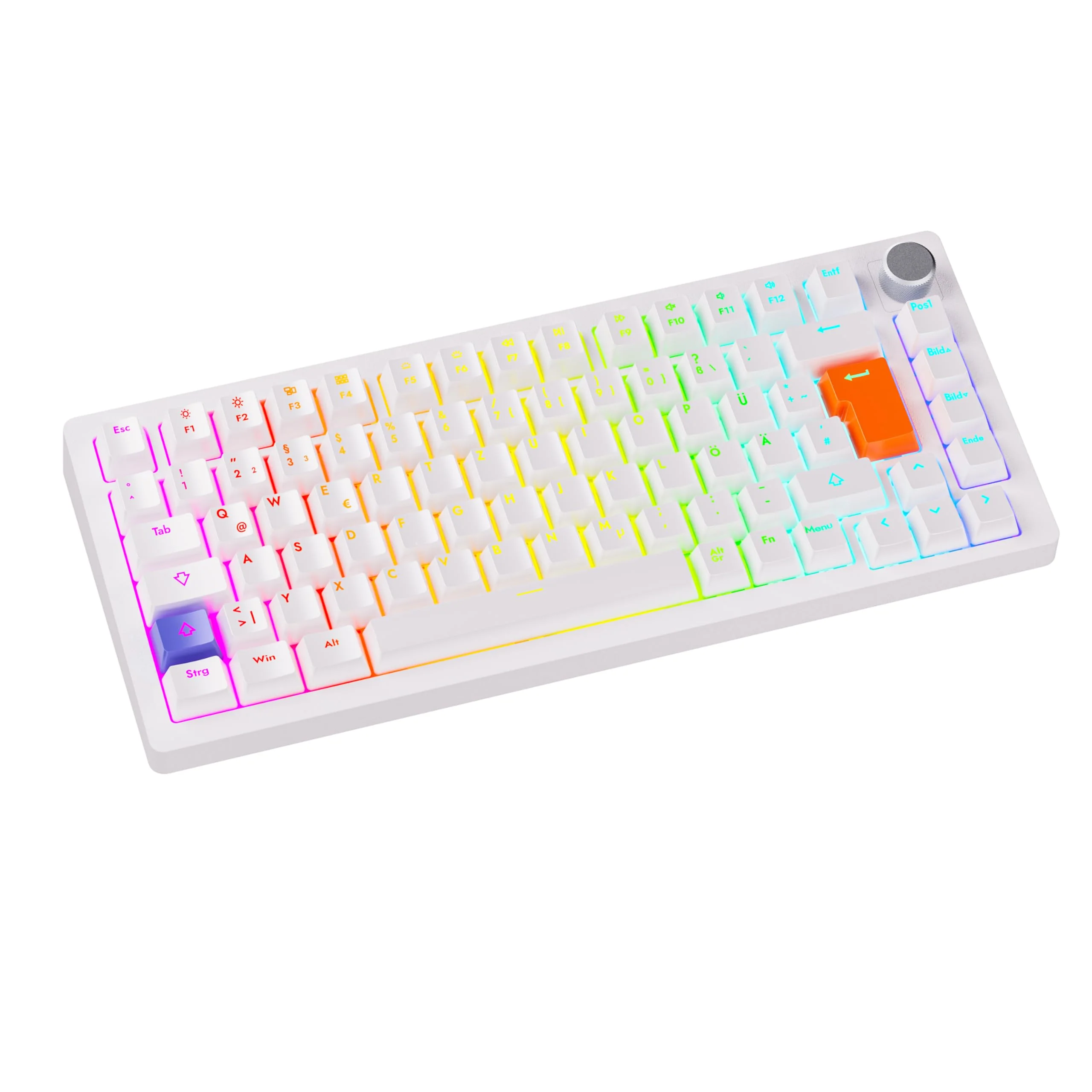 DrunkDeer A75 Rapid Trigger Mechanische Gaming-Tastatur Magnetic Switch 75% TKL RGB 82Keys USB verkabelt ISO DELayout,Weiß