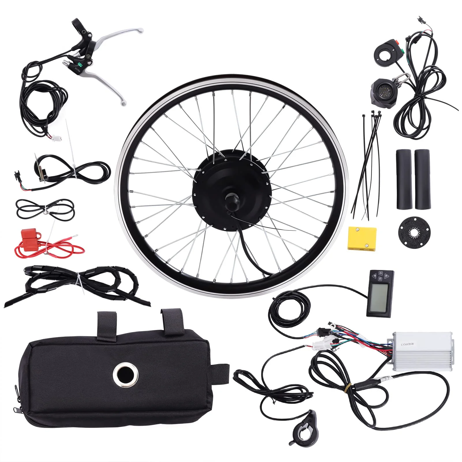 DSYOGX E Bike Vorderrad Umbausatz 350W 36V Elektrofahrräder Nabenmotor Elektrofahrrad Umrüstsatz Motor mit LCD Display für Fahrräder mit 20-Zoll-Reifen