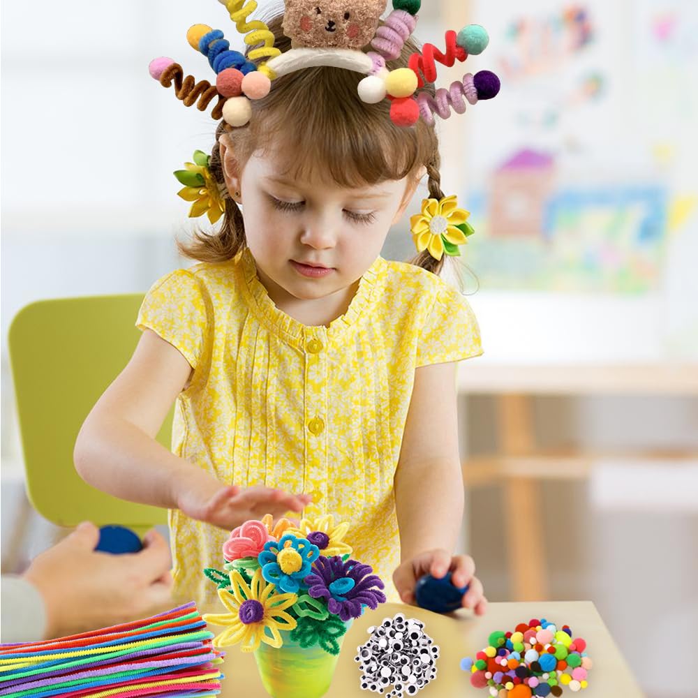 DTYDECLE 730 Stück Kunst Pfeifenputzer zum Basteln, 30 Farben Bunte Selbstklebend Pfeifenreiniger Chenilledraht mit Wackelaugen Filzbälle für DIY Basteln und Dekorieren - Image 3