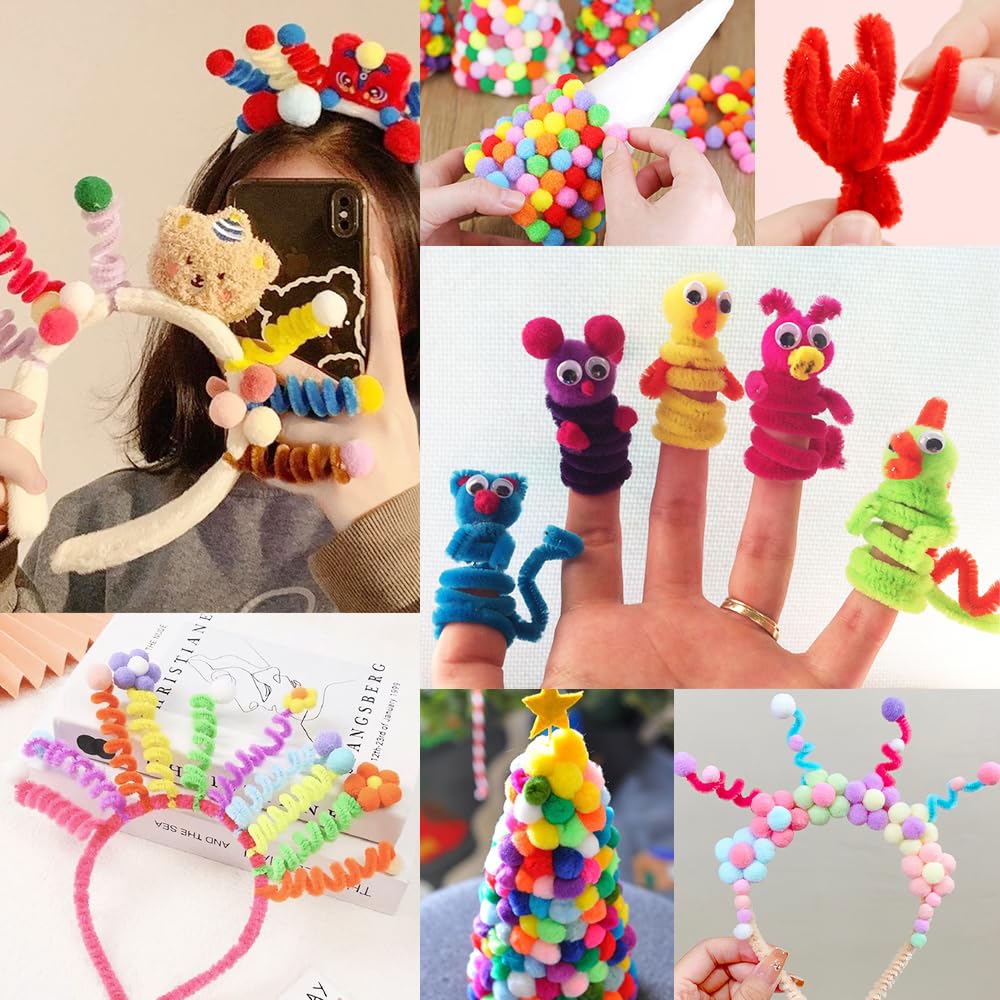 DTYDECLE 730 Stück Kunst Pfeifenputzer zum Basteln, 30 Farben Bunte Selbstklebend Pfeifenreiniger Chenilledraht mit Wackelaugen Filzbälle für DIY Basteln und Dekorieren - Image 5