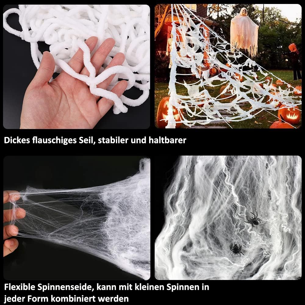 DTYDECLE Halloween Riesiges Spinnen, 1.5m Riesenspinne mit 5m Dreieckiges Riesen Spinnennetz Halloween Groß Spinngewebe für Festival Party Dekoration - Image 5