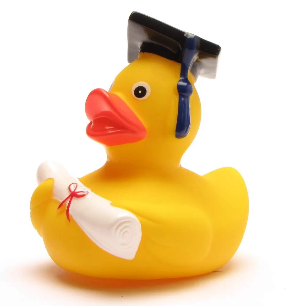 Duckshop I Badeente Akademiker mit Diplom I Quietscheentchen mit Doktorhut I Quietscheente I Geschenk Abschluss I Präsent Universität