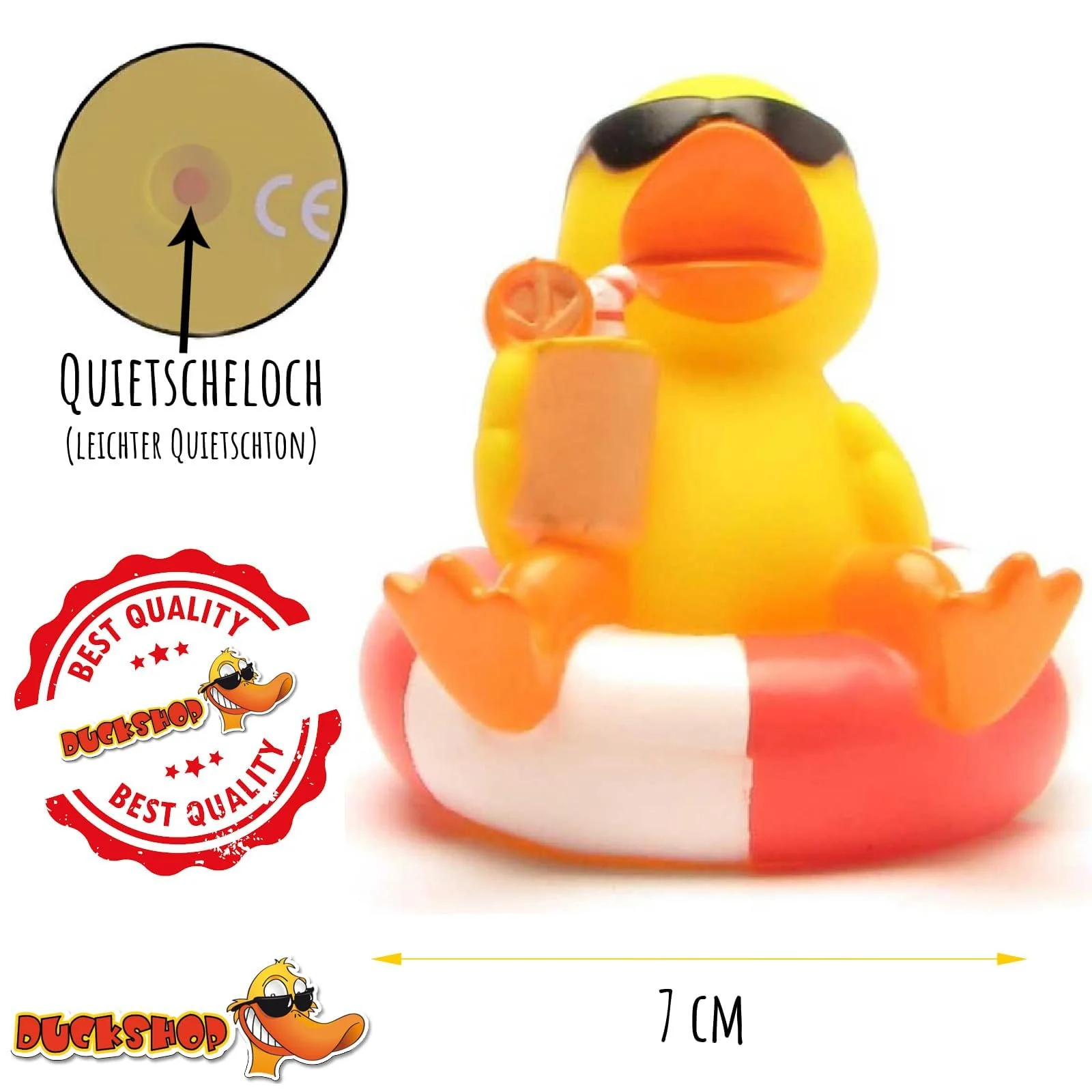 Duckshop I Badeente im Schwimmreif I Quietscheente I Quietscheentchen L: 8 cm I Spielzeug für Babies und Kinder I Badespielzeug für die Badewanne I Geschenk für Urlauber - Image 3
