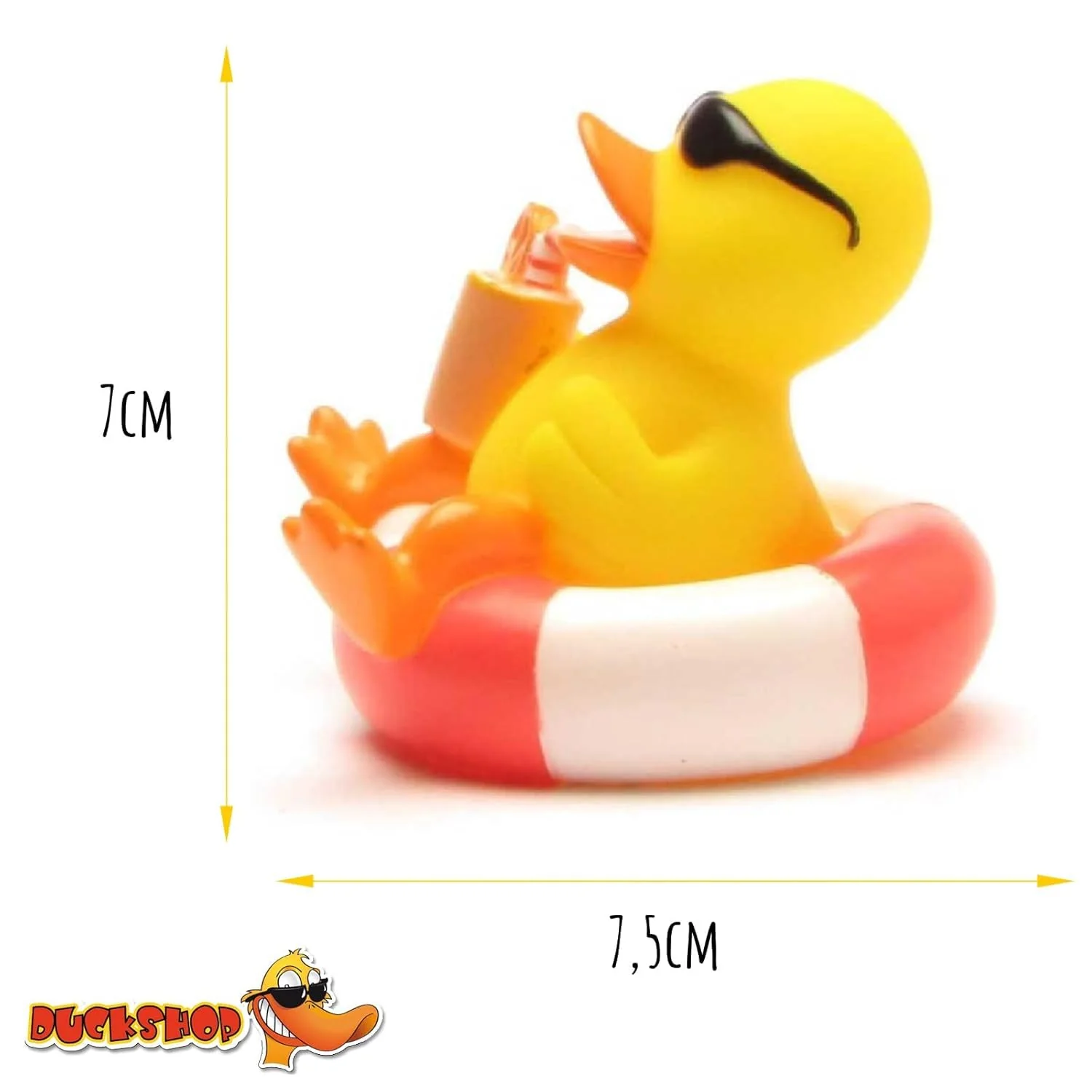 Duckshop I Badeente im Schwimmreif I Quietscheente I Quietscheentchen L: 8 cm I Spielzeug für Babies und Kinder I Badespielzeug für die Badewanne I Geschenk für Urlauber - Image 4