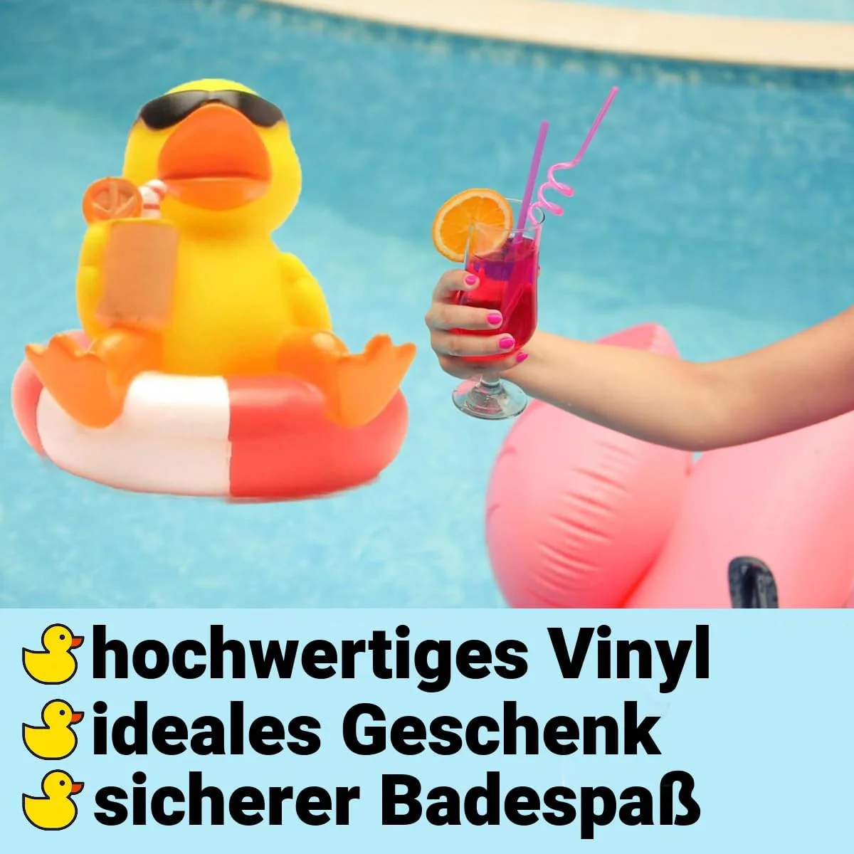 Duckshop I Badeente im Schwimmreif I Quietscheente I Quietscheentchen L: 8 cm I Spielzeug für Babies und Kinder I Badespielzeug für die Badewanne I Geschenk für Urlauber - Image 7