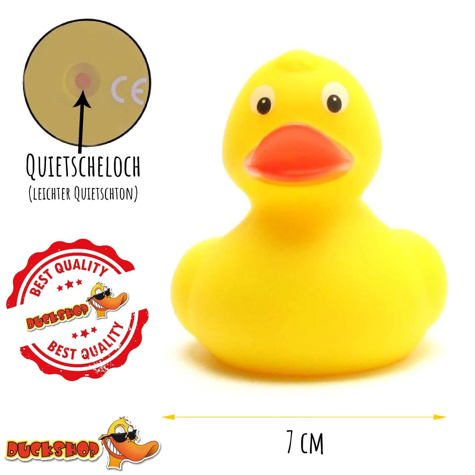 Duckshop I Badeente Malina Gelb – Der Klassiker unter den Quietscheenten I Quietscheentchen I L: 8,5 cm I Geschenk Kinder I Geschenk Sammler - Image 3