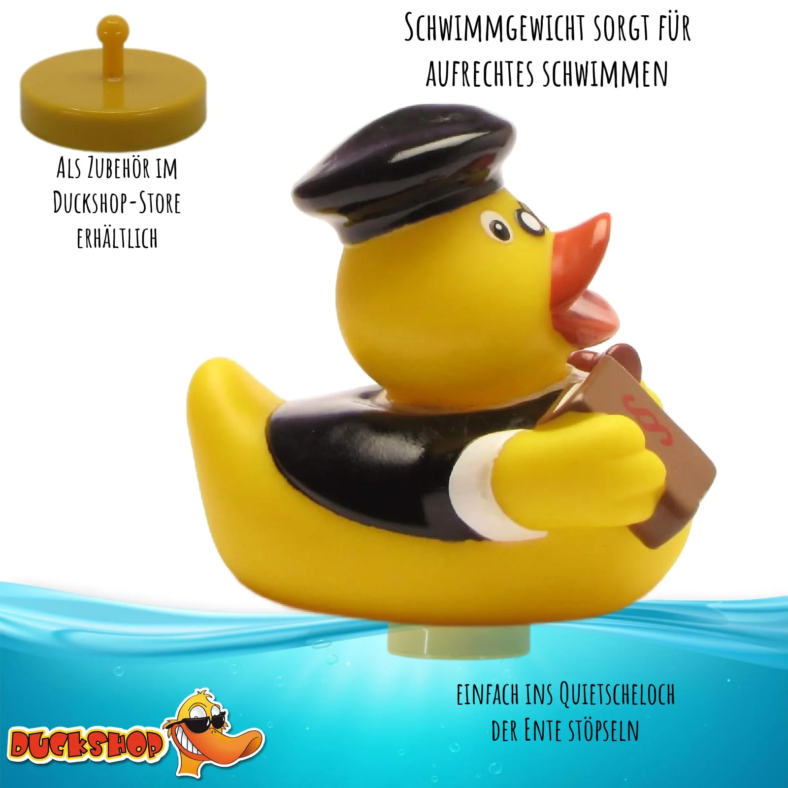 DUCKSHOP I Badeente Richter I Quietscheente I L: 7,5 cm - inkl. Quietscheentchen-Schlüsselanhänger im Set I Geschenk für öffentlichen Dienst I Präsent Sammler - Image 2