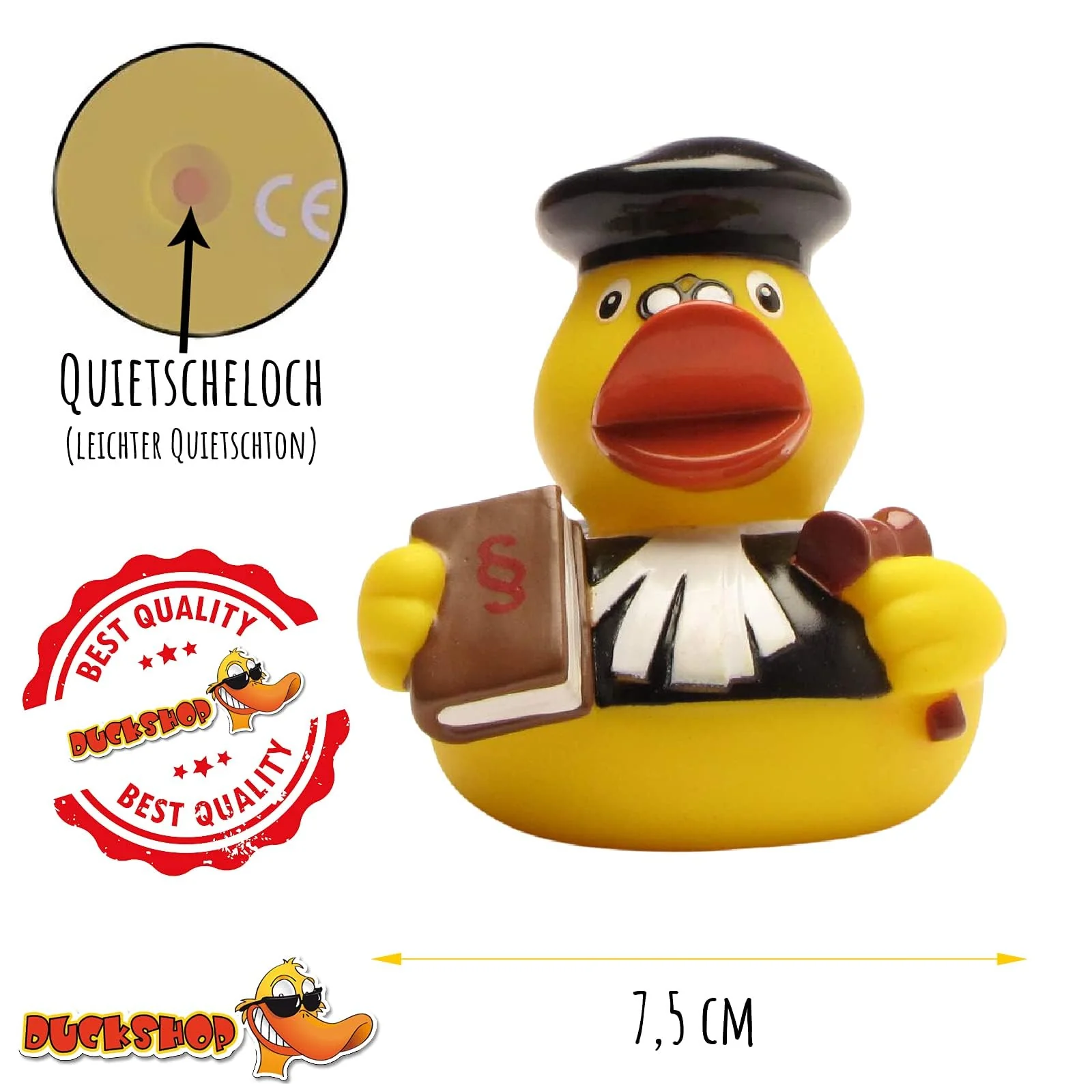 DUCKSHOP I Badeente Richter I Quietscheente I L: 7,5 cm - inkl. Quietscheentchen-Schlüsselanhänger im Set I Geschenk für öffentlichen Dienst I Präsent Sammler - Image 3