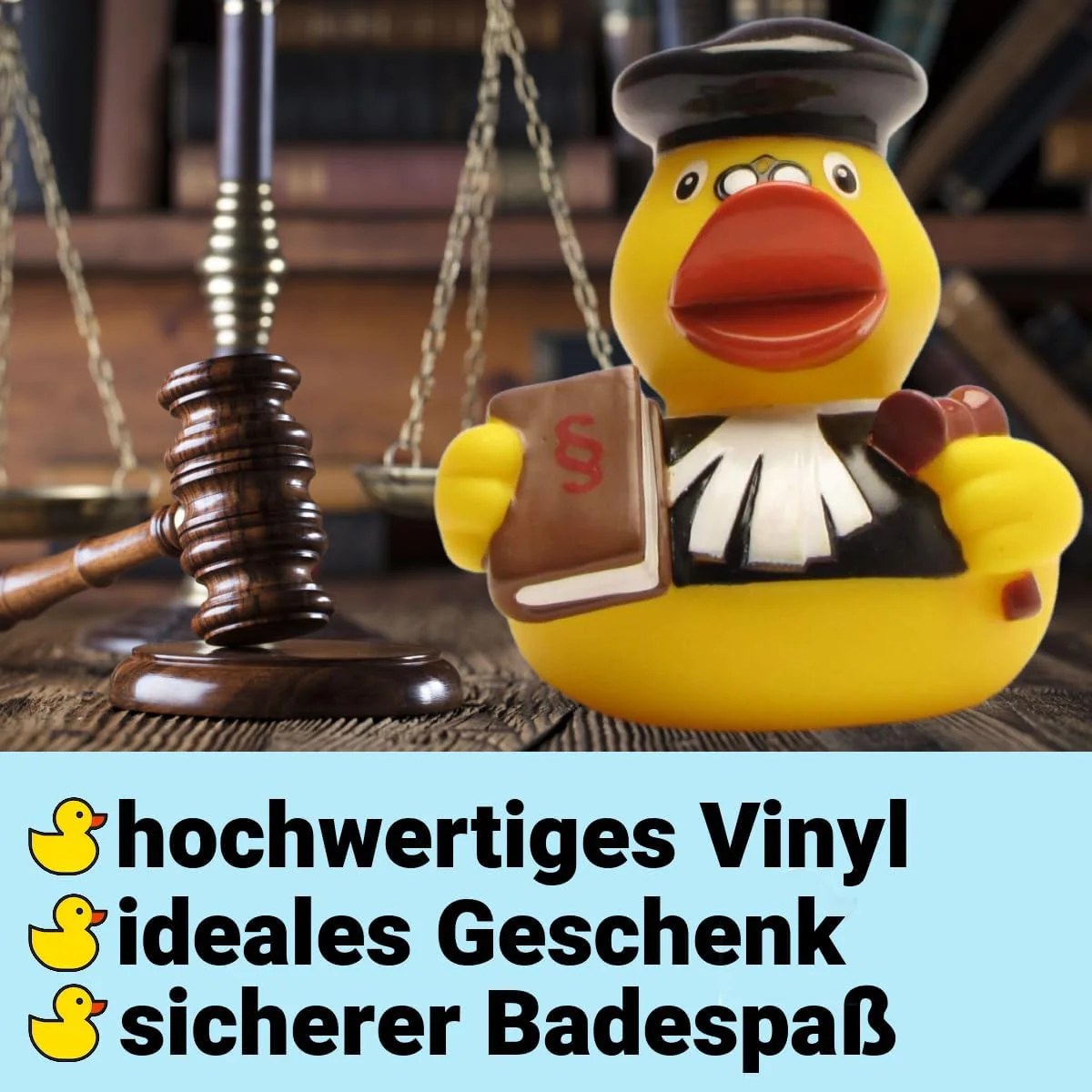 DUCKSHOP I Badeente Richter I Quietscheente I L: 7,5 cm - inkl. Quietscheentchen-Schlüsselanhänger im Set I Geschenk für öffentlichen Dienst I Präsent Sammler - Image 7