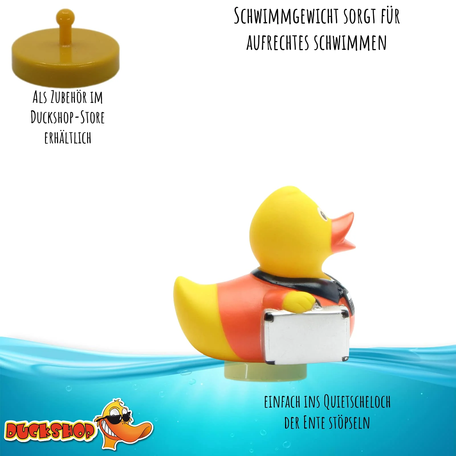 Duckshop I Rettungssanitäter Badeente I Quietscheentchen I Quietscheente - L: 8 cm I inkl. Badeenten-Schlüsselanhänger im Set I Geschenk für Rettungssanitäter I Geschenk für Rettungsdienst - Image 3