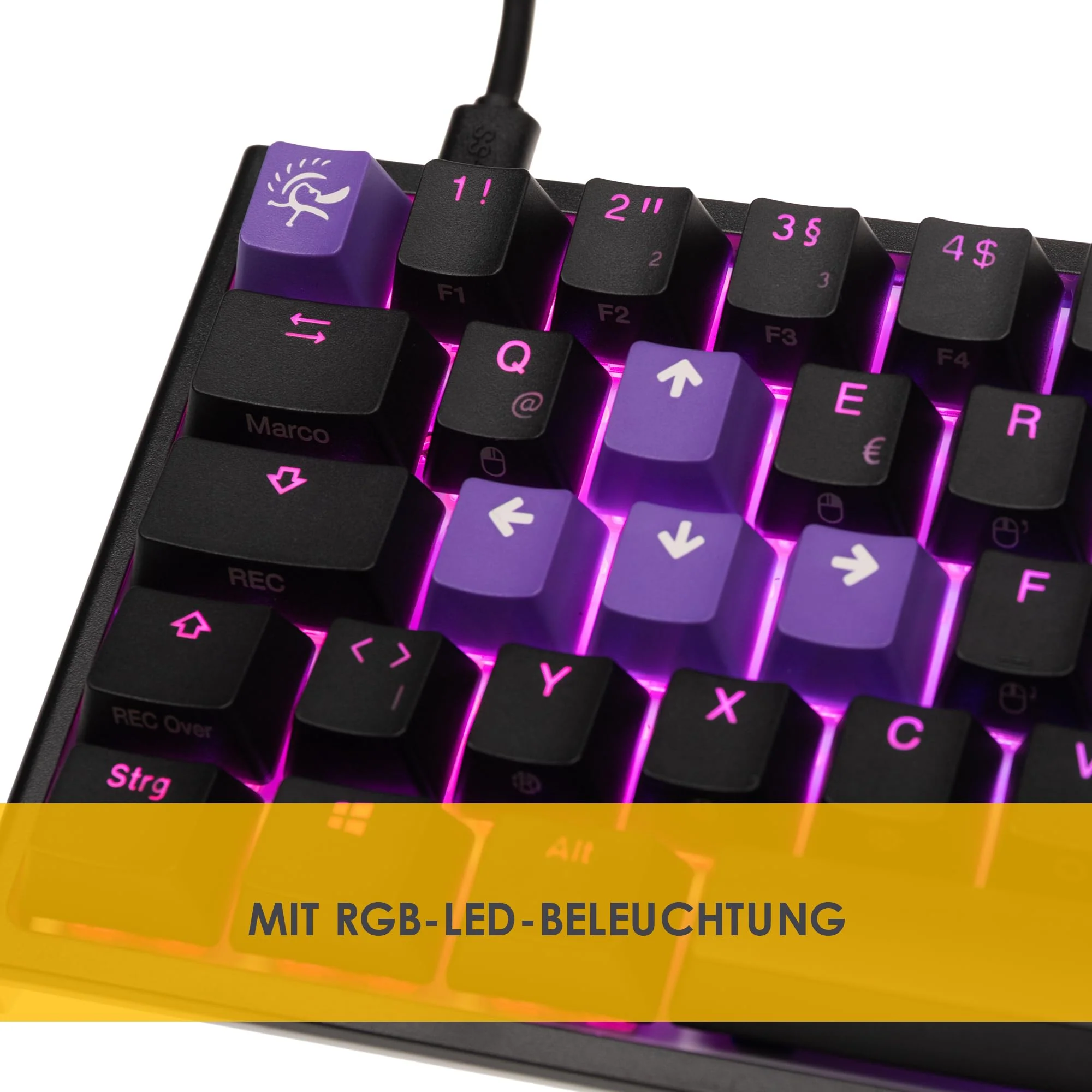 Ducky ONE 2 Mini Gaming Tastatur, RGB-LED Gaming Keyboard, Cherry MX-Brown, Mechanische Tastatur, TLK-Mini-Version 60% Key Layout, Mechanische Tastatur mit USB C Stecker, Abnehmbare Kabel, Schwarz - Image 5