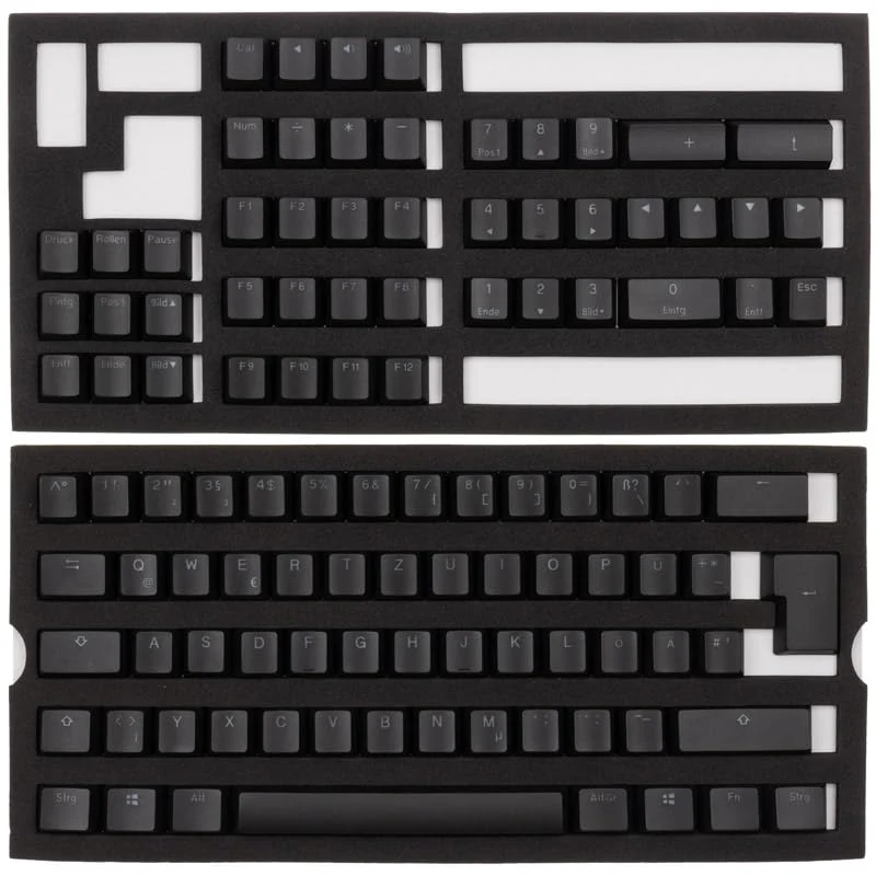 Ducky PBT Double-Shot Tastenkappen-Set für Hintergrundbeleuchtung, DE-Layout, Schwarz - Image 2