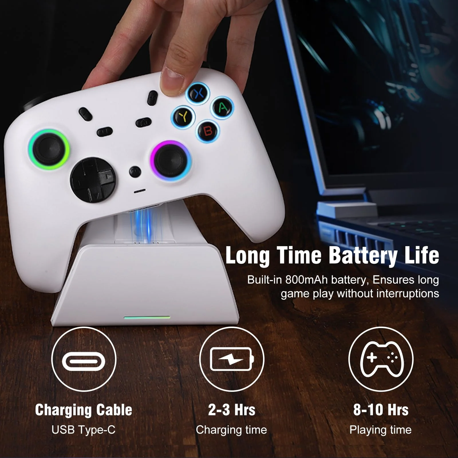 DuLingKer PC Controller mit Ladestation, Wireless Switch Controller für Switch/PC Windows/Steam mit Hall Effekt Trigger/Joystick(Kein Drift), RGB Licht, M1/M2 Taste, Game Controller für PC/Switch