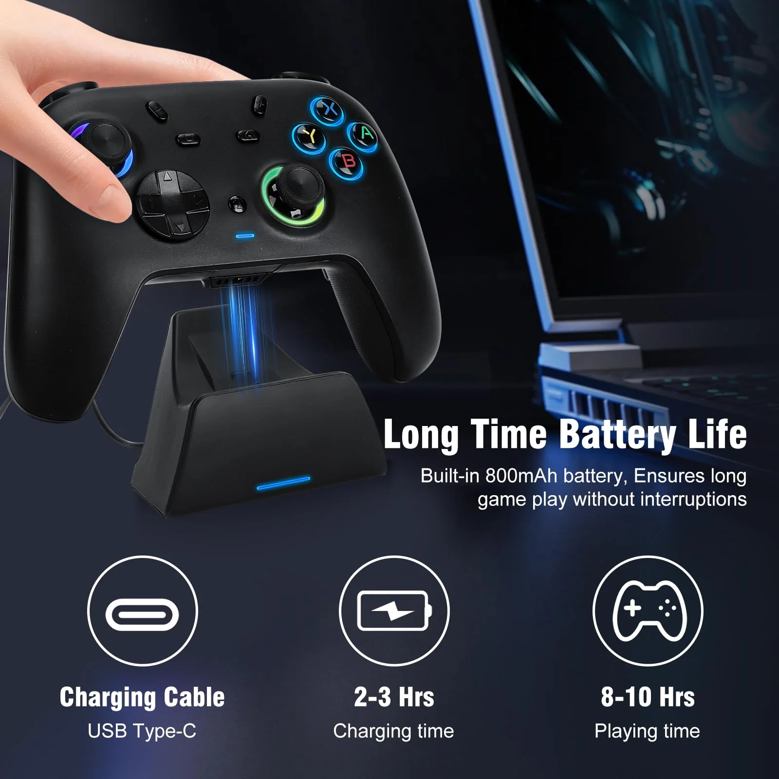 DuLingKer PC Controller mit Ladestation, Wireless Switch Controller für Switch/PC Windows/Steam mit Hall Effekt Trigger/Joystick(Kein Drift), RGB Licht, M1/M2 Taste, Game Controller für PC/Switch - Image 2
