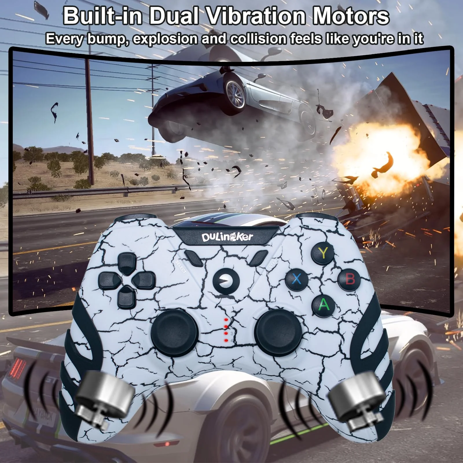DuLingKer PC Controller Wireless, PS3 Controller PC Gamepad mit Dual Vibration, 2,4G Wireless Gaming Controller für PC Windows 11 10 8 7, PS3, Android Smart TV, TV Box, Steam, Raspberry Pi - Image 7