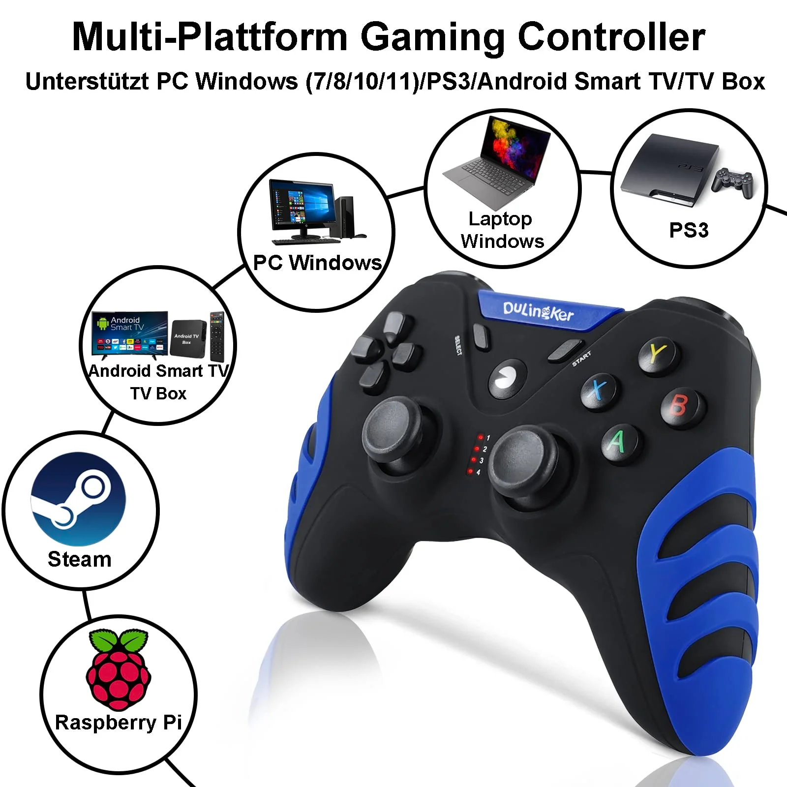 DuLingKer PC Controller Wireless, PS3 Controller PC Gamepad mit Hall Effect Joystick und Dual Vibration, 2,4G Wireless Gaming Controller für PC Windows, Laptop, PS3, Android TV, Steam, Raspberry Pi - Image 5