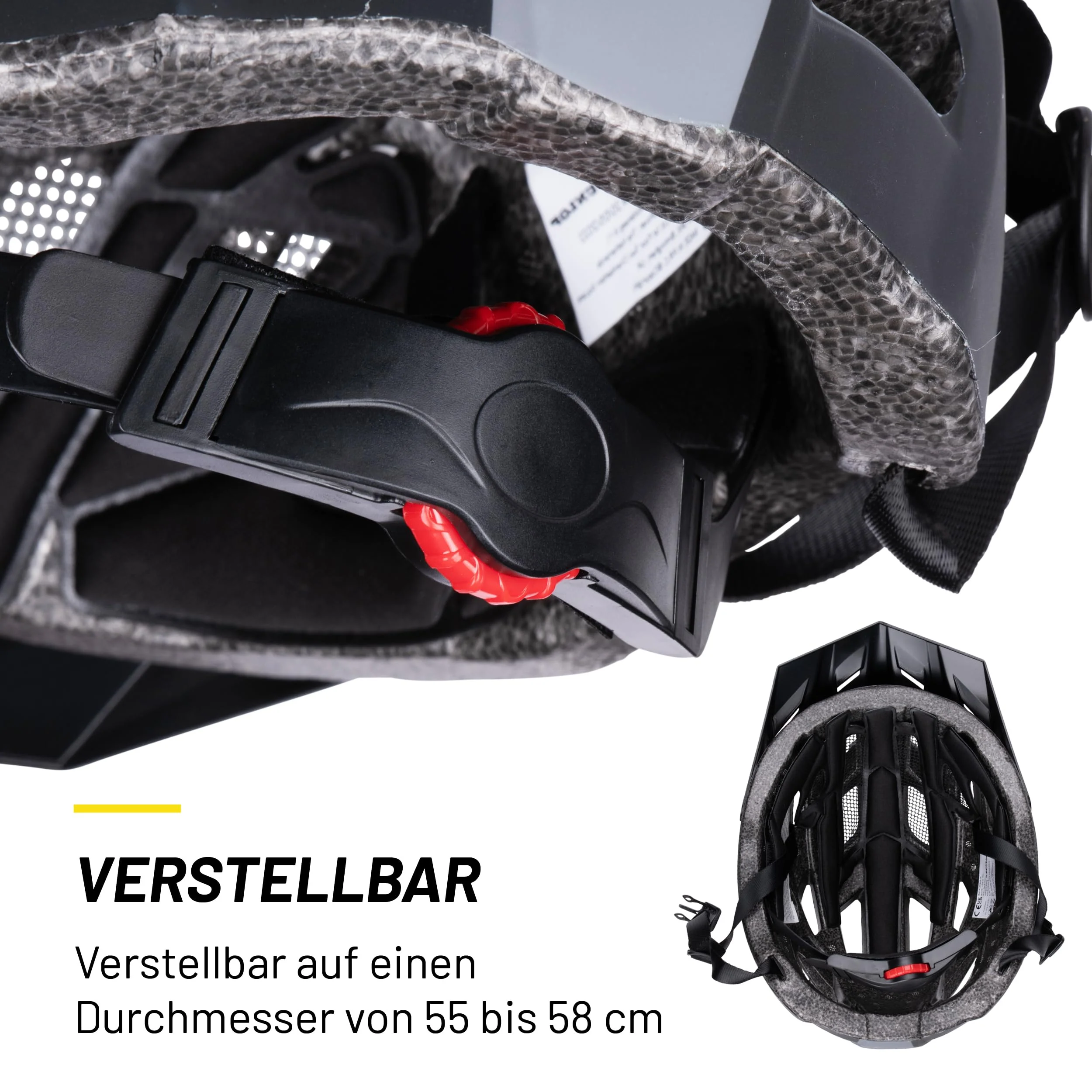 Dunlop Fahrradhelm mit Licht - Fahrradhelm Damen und Herren - Verstellbar von 55 bis 58 cm - Fahrrad Helm Größe M - mit LED-Beleuchtung - 3 Lichtmodi - Schwarz - Image 2