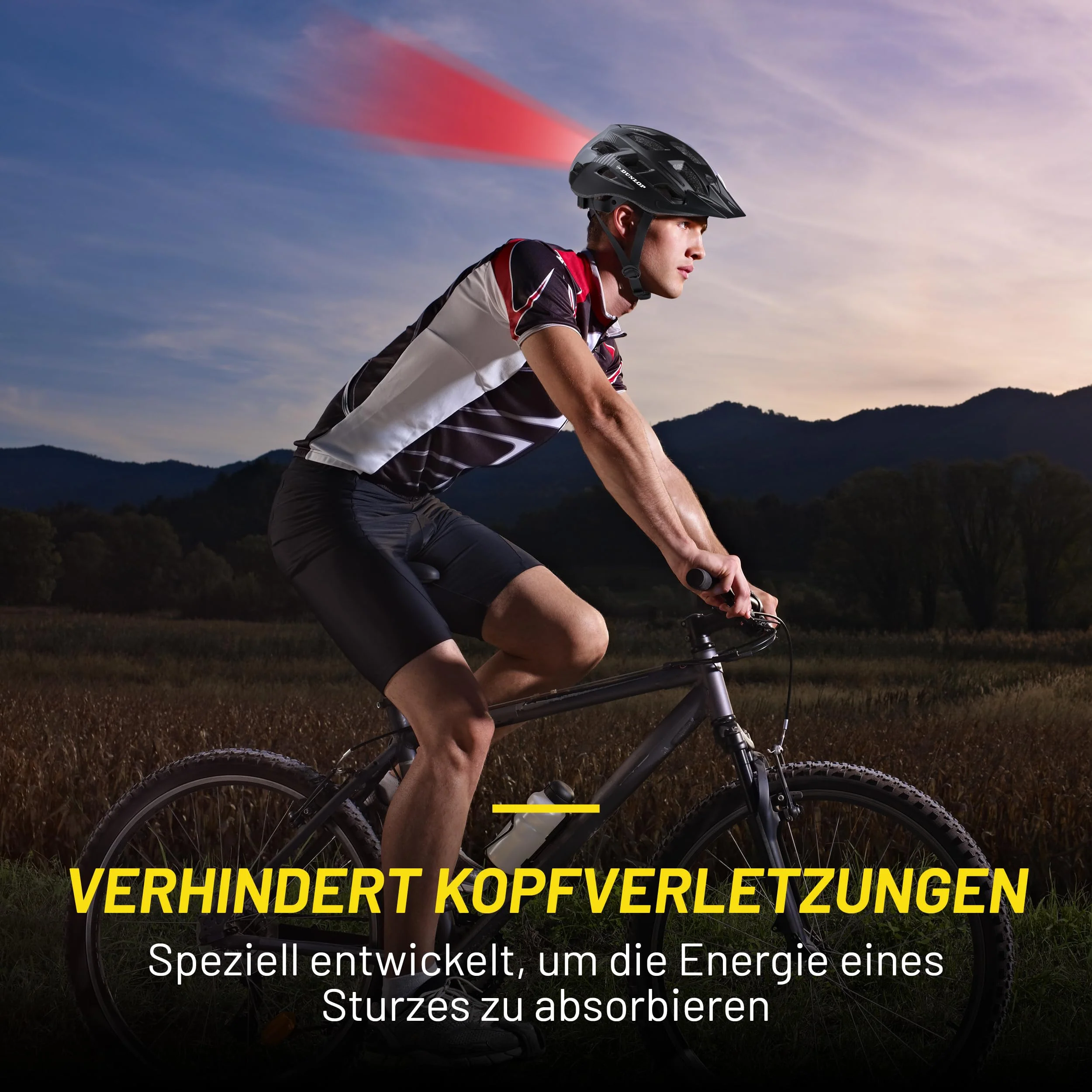 Dunlop Fahrradhelm mit Licht - Fahrradhelm Damen und Herren - Verstellbar von 55 bis 58 cm - Fahrrad Helm Größe M - mit LED-Beleuchtung - 3 Lichtmodi - Schwarz - Image 7