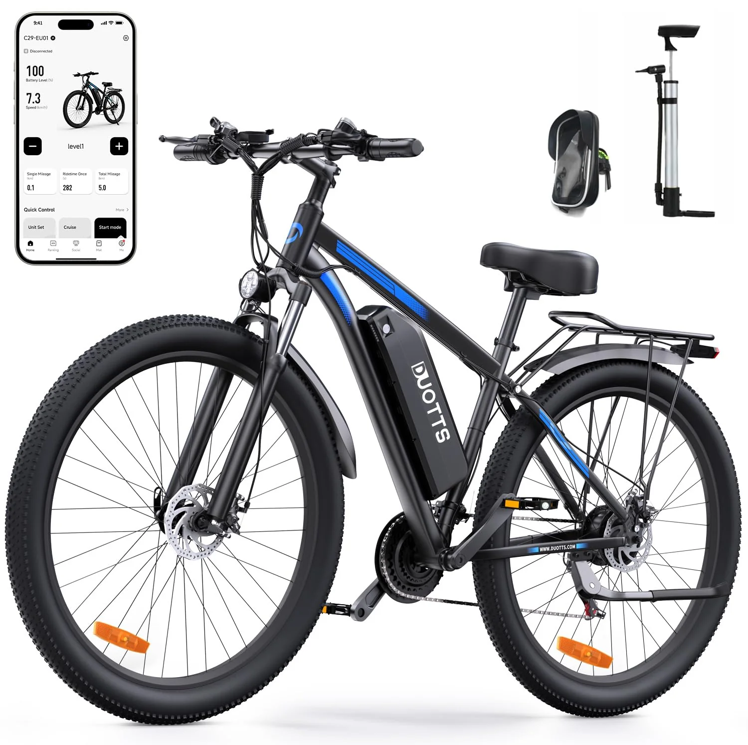DUOTTS C29 Elektrofahrrad für Erwachsene, E-Mountainbike mit Abnehmbarer 48V 15Ah Akku und 250W Motor, Professionelles 21-Gängen und LCD-Display, Pendlerfahrrad für Herren und Damen - Image 2