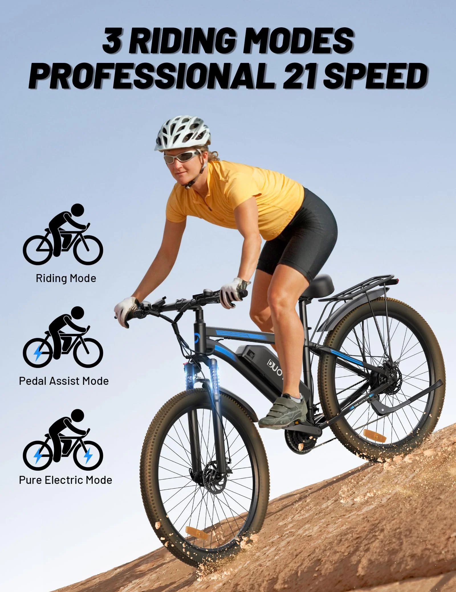DUOTTS C29 Elektrofahrrad für Erwachsene, E-Mountainbike mit Abnehmbarer 48V 15Ah Akku und 250W Motor, Professionelles 21-Gängen und LCD-Display, Pendlerfahrrad für Herren und Damen - Image 4