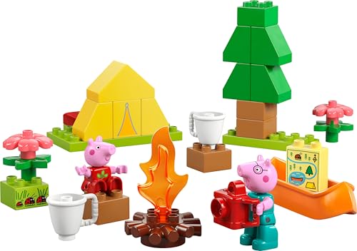 DUPLO Peppa Pig Campingausflug mit Papa Wutz – Montessori Spielzeug für Mädchen & Jungen ab 2 Jahren – inkl. Zelt, Kanu, Lagerfeuer und 2 Figuren – Fördert Motorik & Farberkennung – Geschenk - 10452 - Image 3
