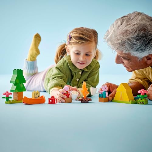 DUPLO Peppa Pig Campingausflug mit Papa Wutz – Montessori Spielzeug für Mädchen & Jungen ab 2 Jahren – inkl. Zelt, Kanu, Lagerfeuer und 2 Figuren – Fördert Motorik & Farberkennung – Geschenk - 10452 - Image 4
