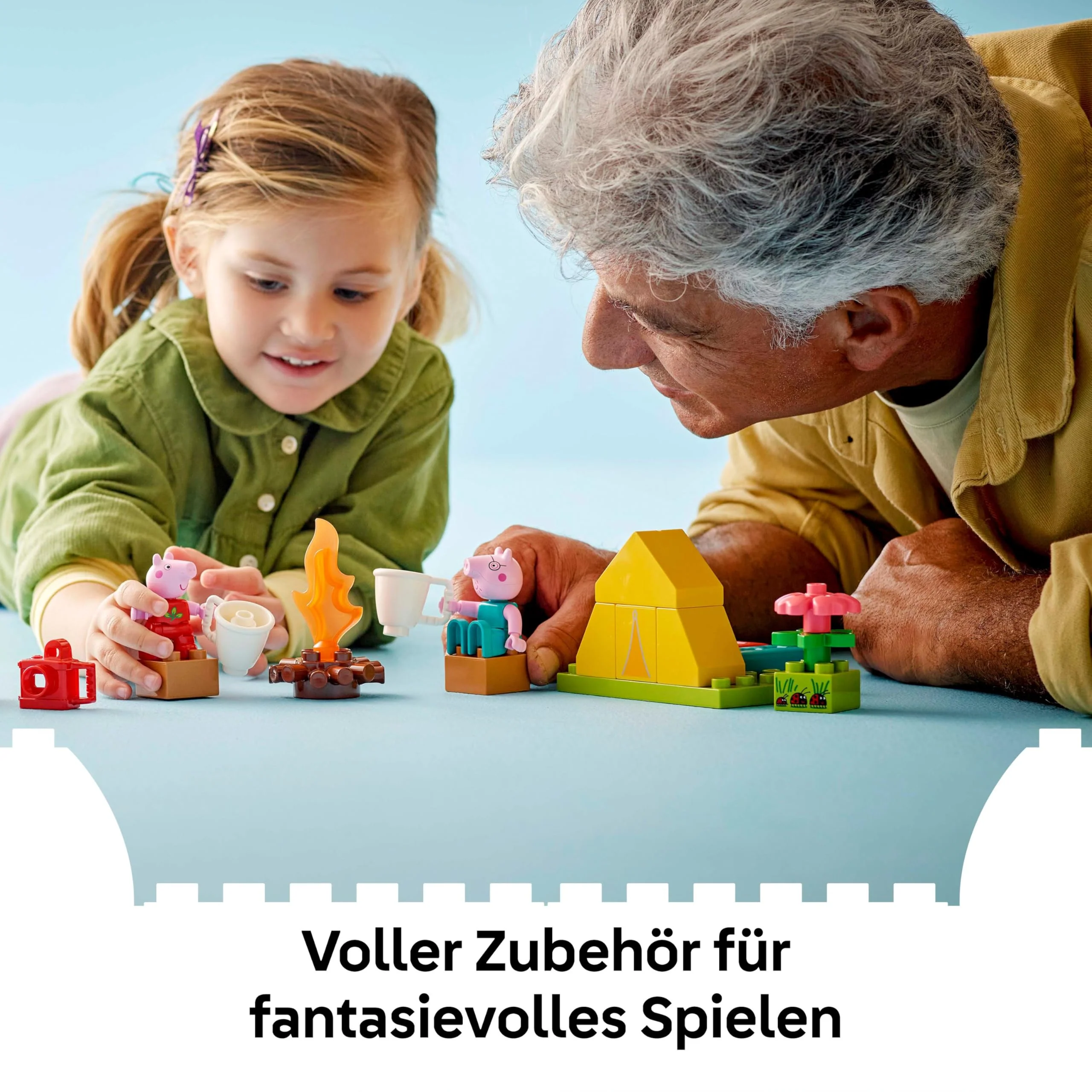 DUPLO Peppa Pig Campingausflug mit Papa Wutz – Montessori Spielzeug für Mädchen & Jungen ab 2 Jahren – inkl. Zelt, Kanu, Lagerfeuer und 2 Figuren – Fördert Motorik & Farberkennung – Geschenk - 10452 - Image 7