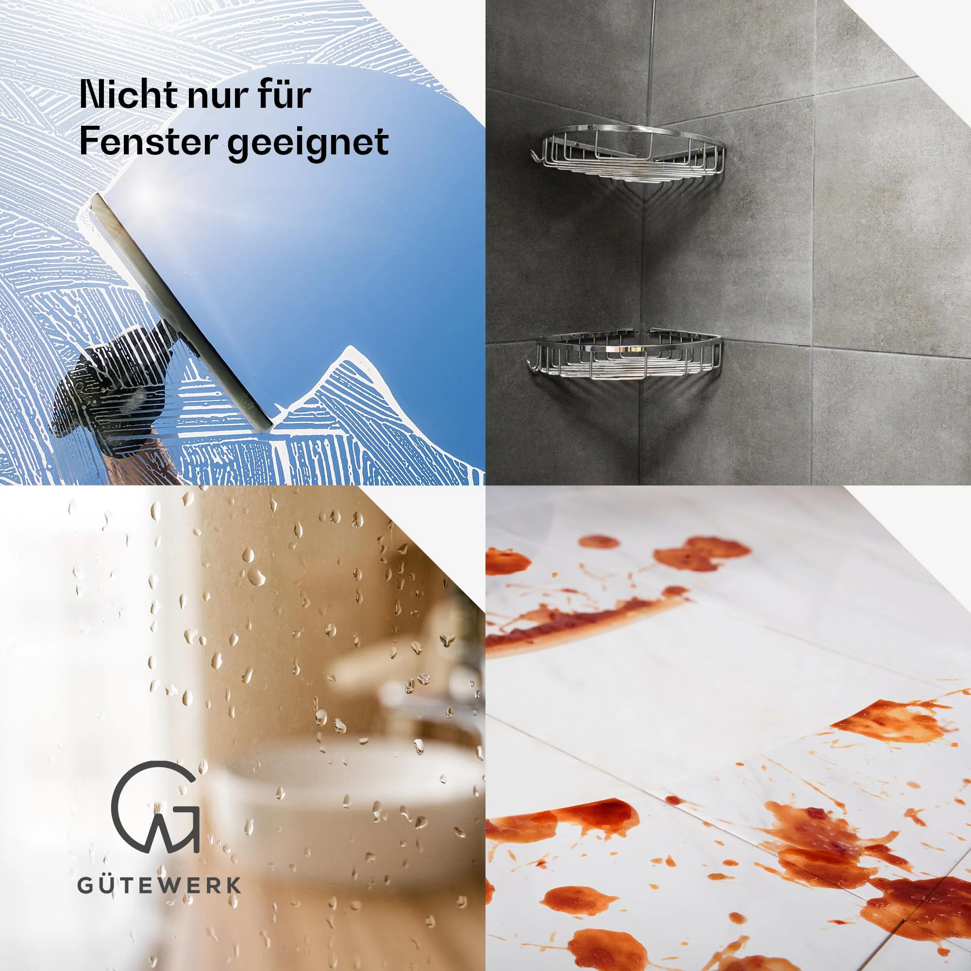 Duschabzieher & Microfaserbezug, 28cm Abzieher Dusche, Hygienischer Abzieher für Badezimmer, Duschwand, Autoscheiben & Fenster, Silikon Badezimmer Zubehör & Fensterabzieher - Image 3