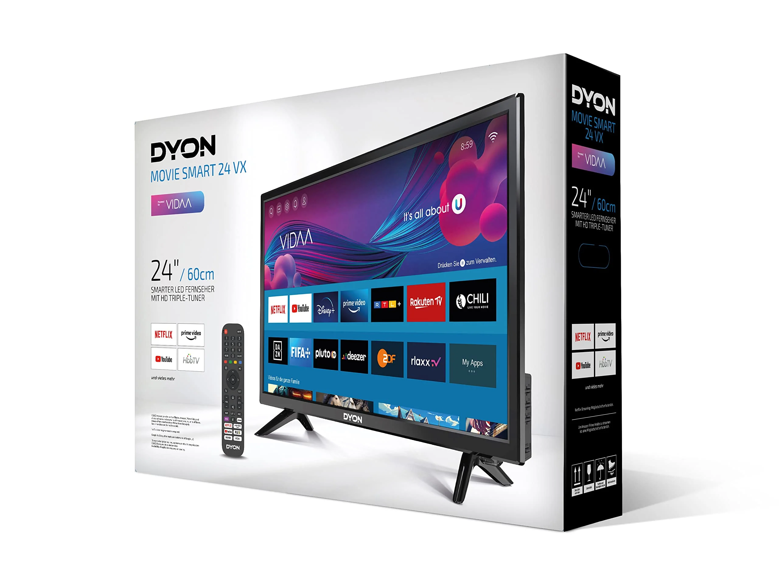 DYON Movie Smart 24 VX 60 cm (24 Zoll) Fernseher (HD Smart TV, HD Triple Tuner (DVB-C/-S2/-T2), App Store, Prime Video, Netflix, YouTube, DAZN, Disney+) [Mod. 2023]… - Image 6