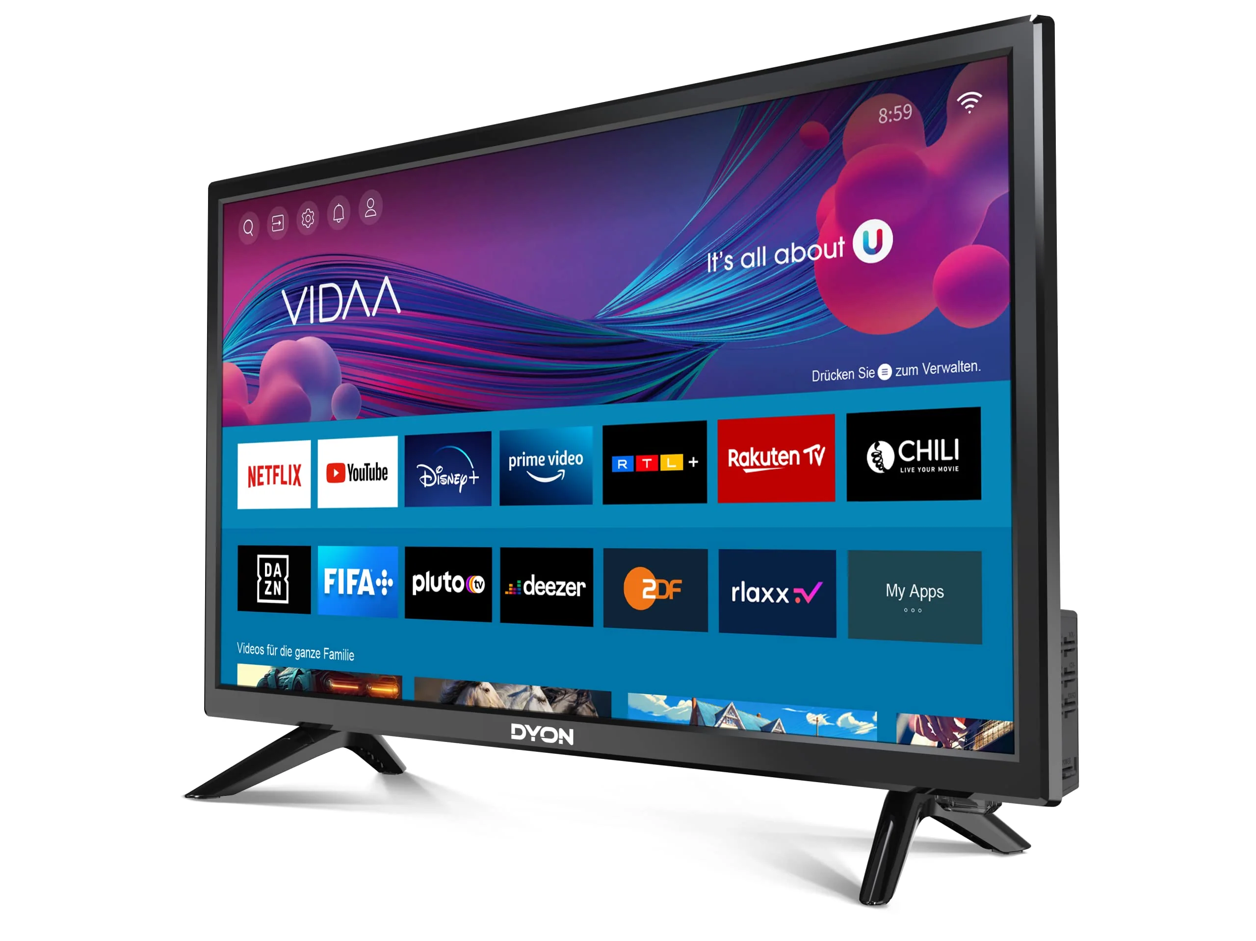 DYON Movie Smart 24 VX 60 cm (24 Zoll) Fernseher (HD Smart TV, HD Triple Tuner (DVB-C/-S2/-T2), App Store, Prime Video, Netflix, YouTube, DAZN, Disney+) [Mod. 2023]… - Image 8