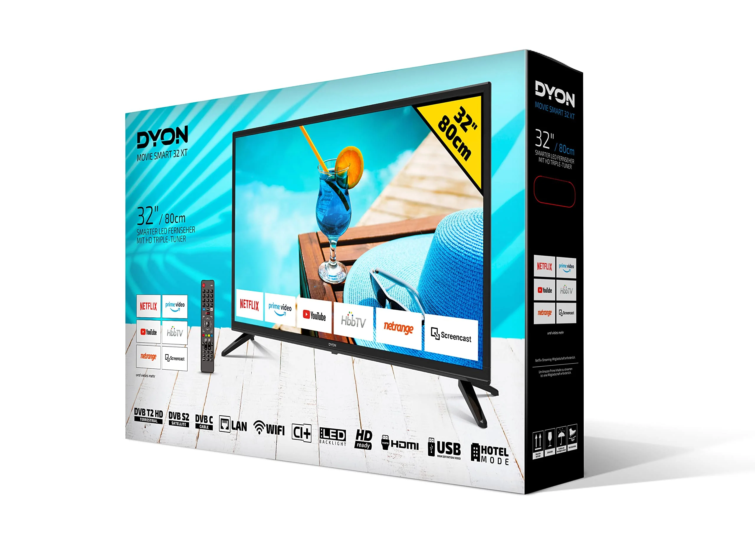 DYON Movie Smart 32 XT 80 cm (32 Zoll) Fernseher (HD Smart TV, HD Triple Tuner (DVB-C/-S2/-T2), Prime Video, Netflix & HbbTV) - Image 6