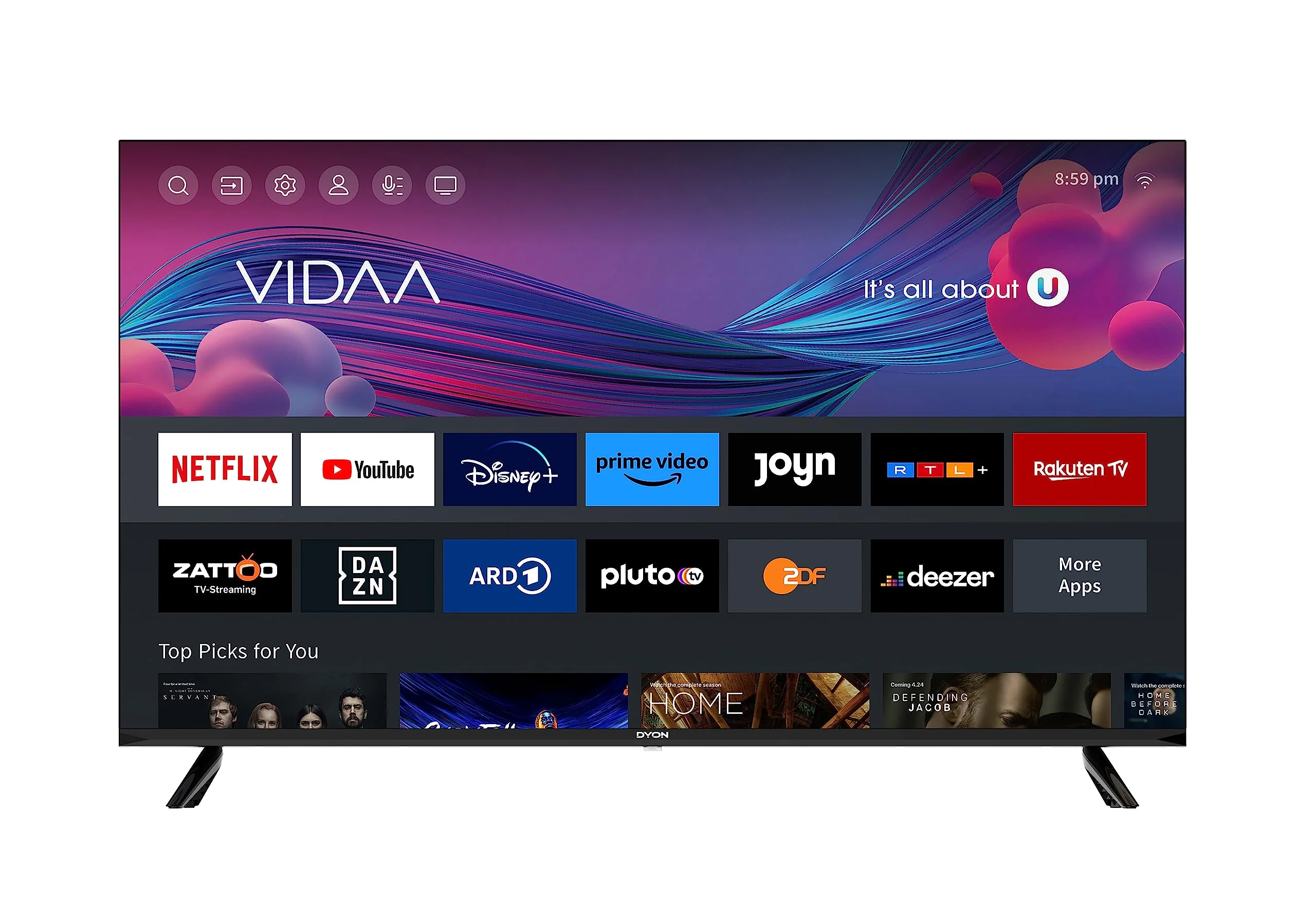 DYON Smart 40 VX-2 100 cm (40 Zoll) Fernseher (Full-HD TV, HD Triple Tuner (DVB-C/-S2/-T2), App Store, Prime Video, Netflix, YouTube, DAZN, Disney+) [Modelljahr 2023], Schwarz - Image 2