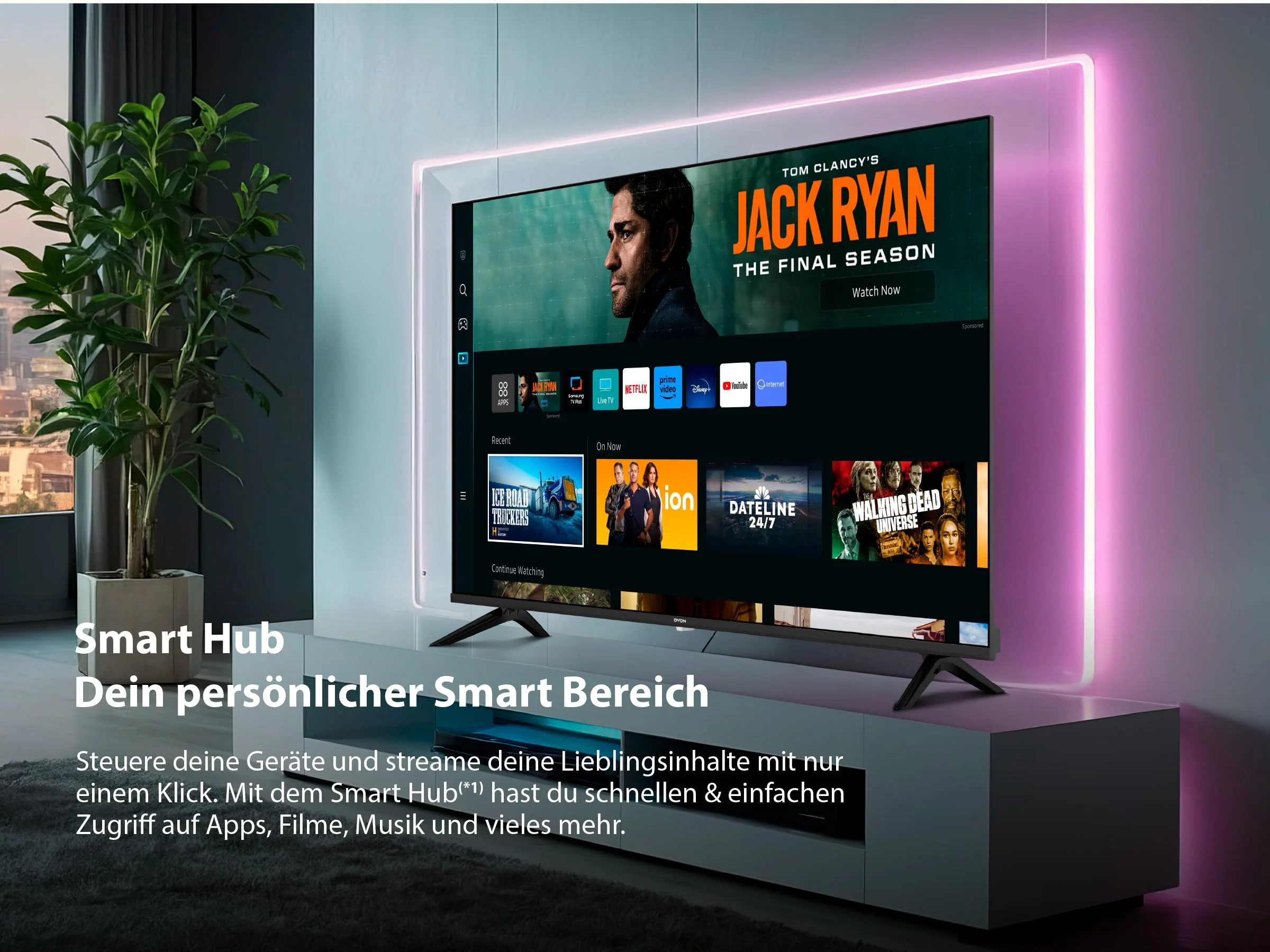 DYON ULTIMAX 43F-TI - 43 Zoll (108 cm) Fernseher (1080p, Full-HD Smart TV, Tizen OS, Triple Tuner (DVB-C/-S2/-T2), Samsung Smart & Gaming Hub, Prime Video, Netflix, Disney+) [2025] - Image 3
