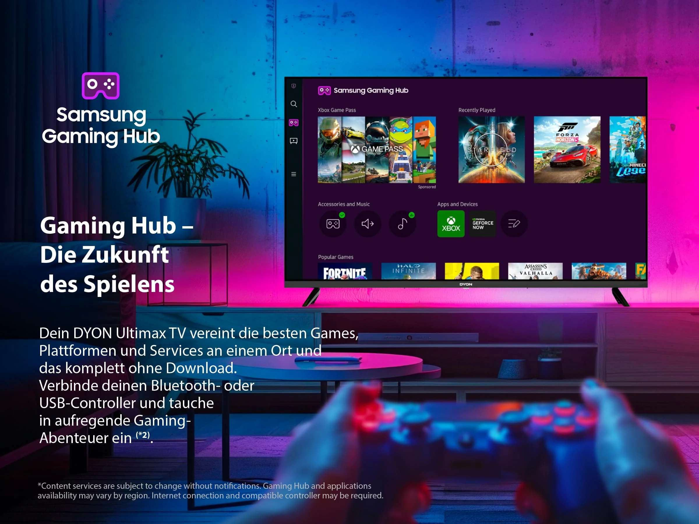DYON ULTIMAX 43F-TI - 43 Zoll (108 cm) Fernseher (1080p, Full-HD Smart TV, Tizen OS, Triple Tuner (DVB-C/-S2/-T2), Samsung Smart & Gaming Hub, Prime Video, Netflix, Disney+) [2025] - Image 4